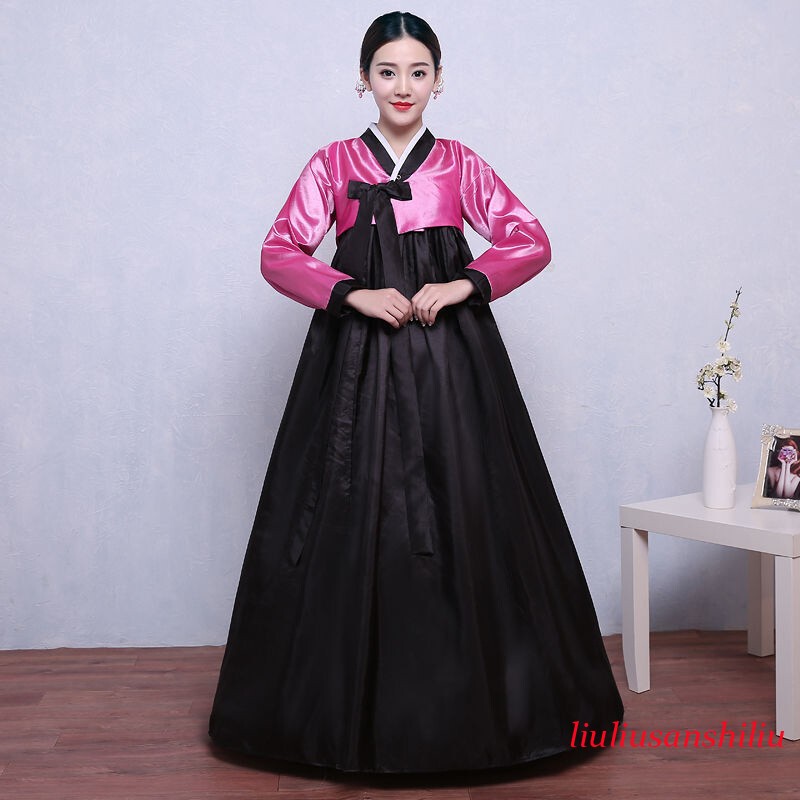 Ethnic Korean Hanbok Modern Women Asian Folk Stage Dance Performance Costume