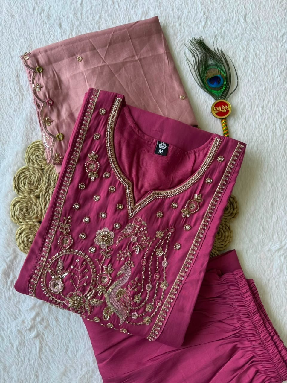 Readymade Pakistani Designer Boutique Suit Rouge Roman Silk Kurti Dupatta Set