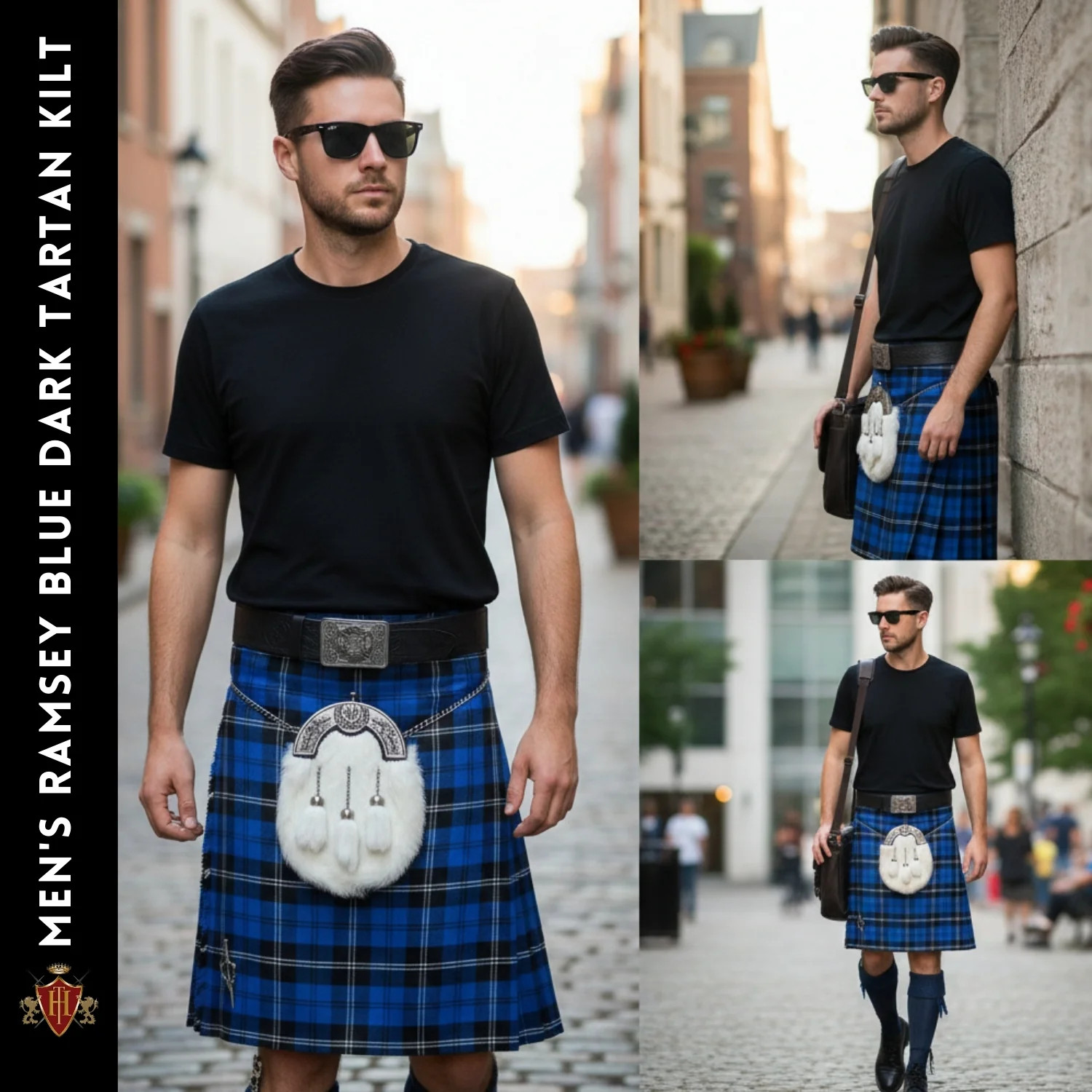 Men’s Ramsey Blue Dark Tartan Kilt