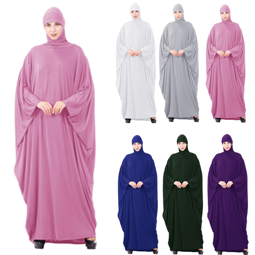 Ramadan One Piece Prayer Dress Muslim Islamic Women Overhead Caftan Abaya Kaftan