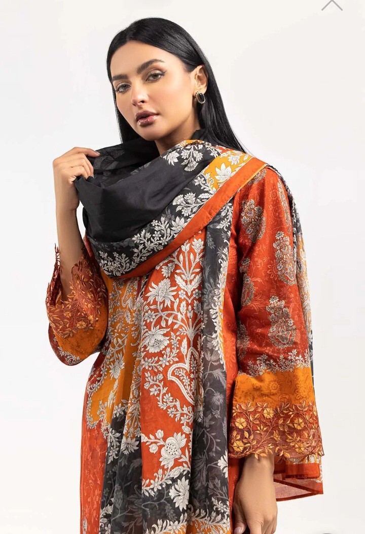 NEW GUL AHMED 2PC Size XL Cambric Cotton Kurti & Dupatta Pakistani Designer