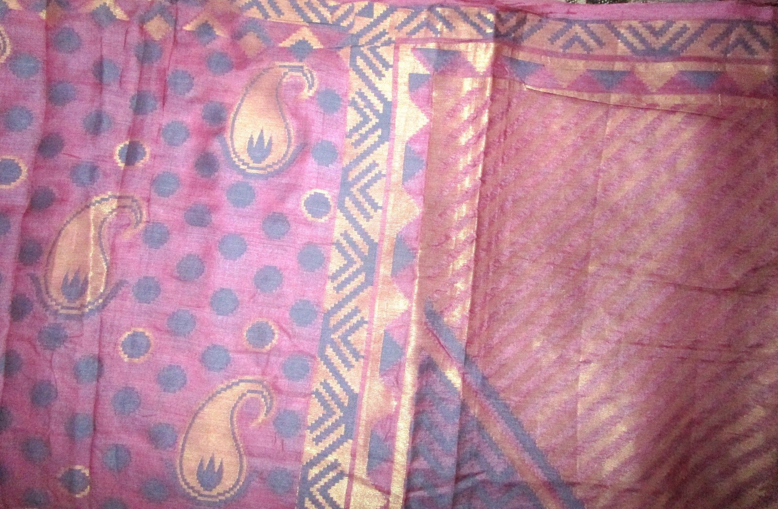 BVH WEARABLE PURE SILK Vintage Sari 5yds 21June3602 X01 E769 Wine Grey #ABCKB