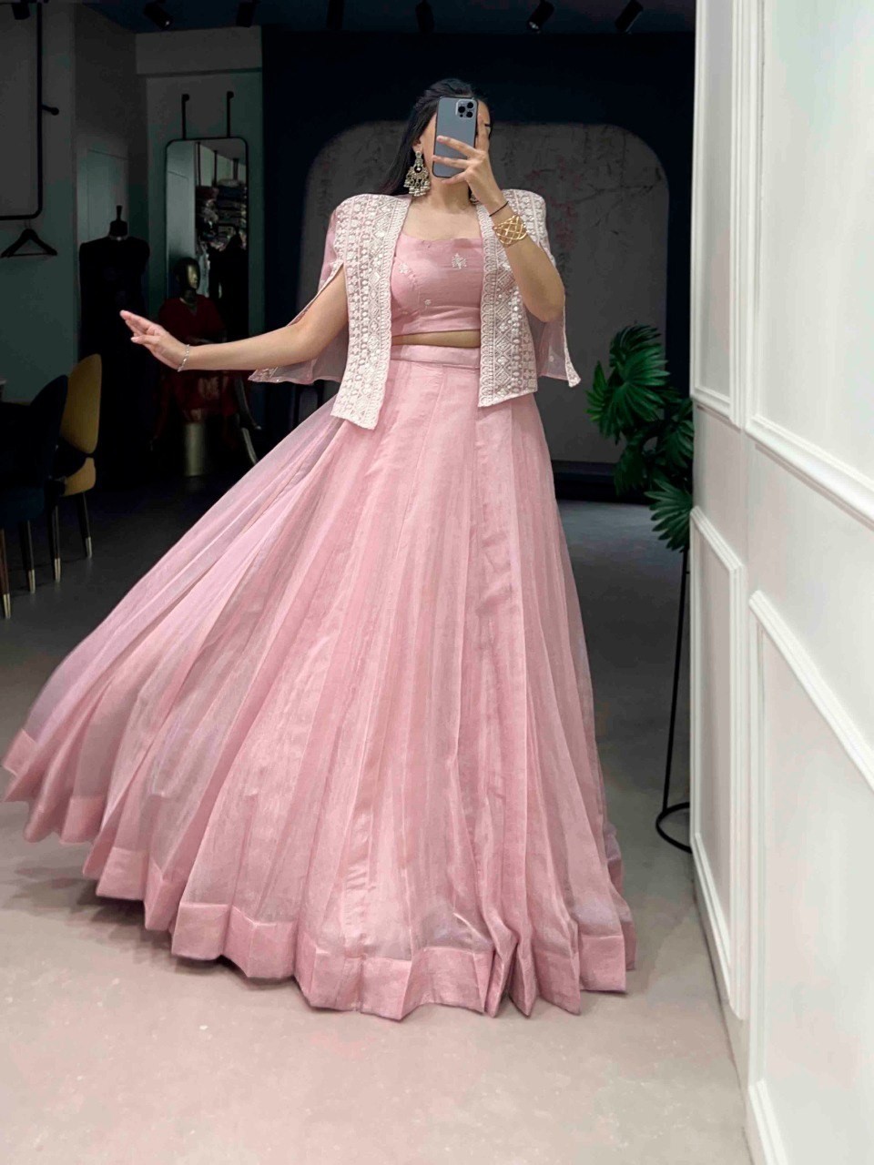 New Designer Allnen Crush Lehenga Choli With Fancy Koti For Wedding & Party