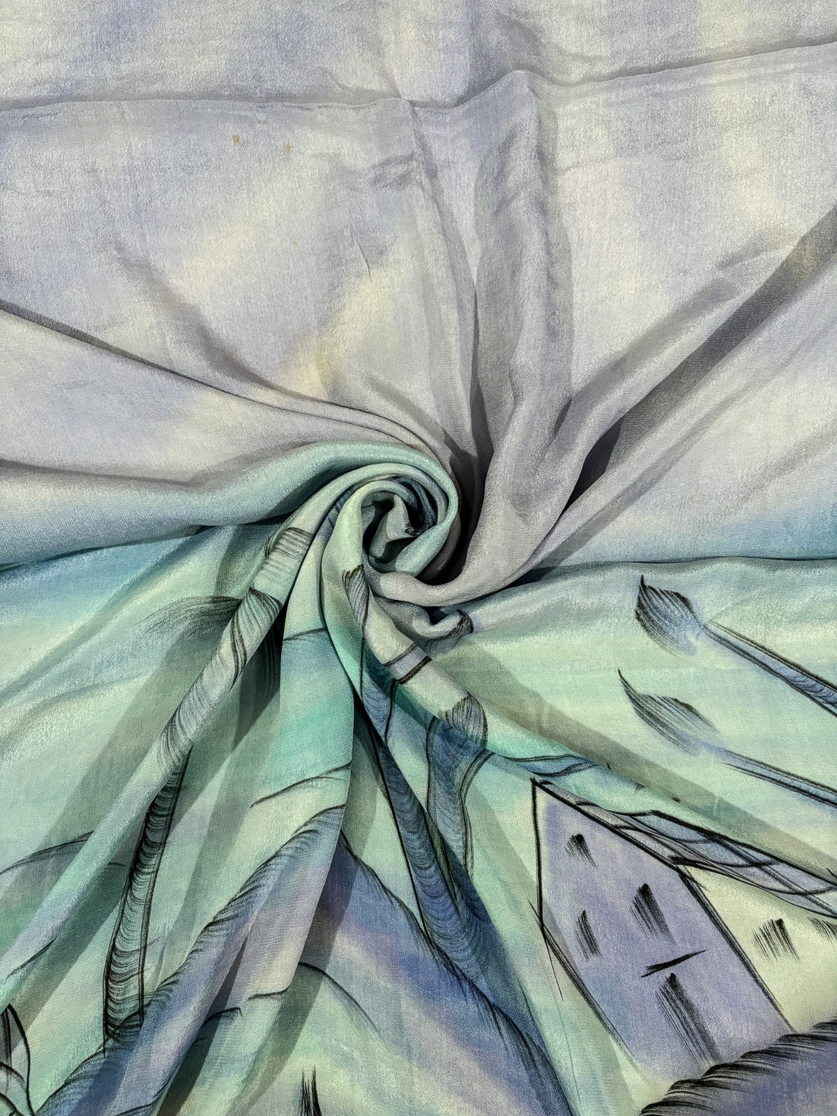 Vintage Chiffon Silk Saree, Lightweight Fabric for DIY & Sewing CS1041