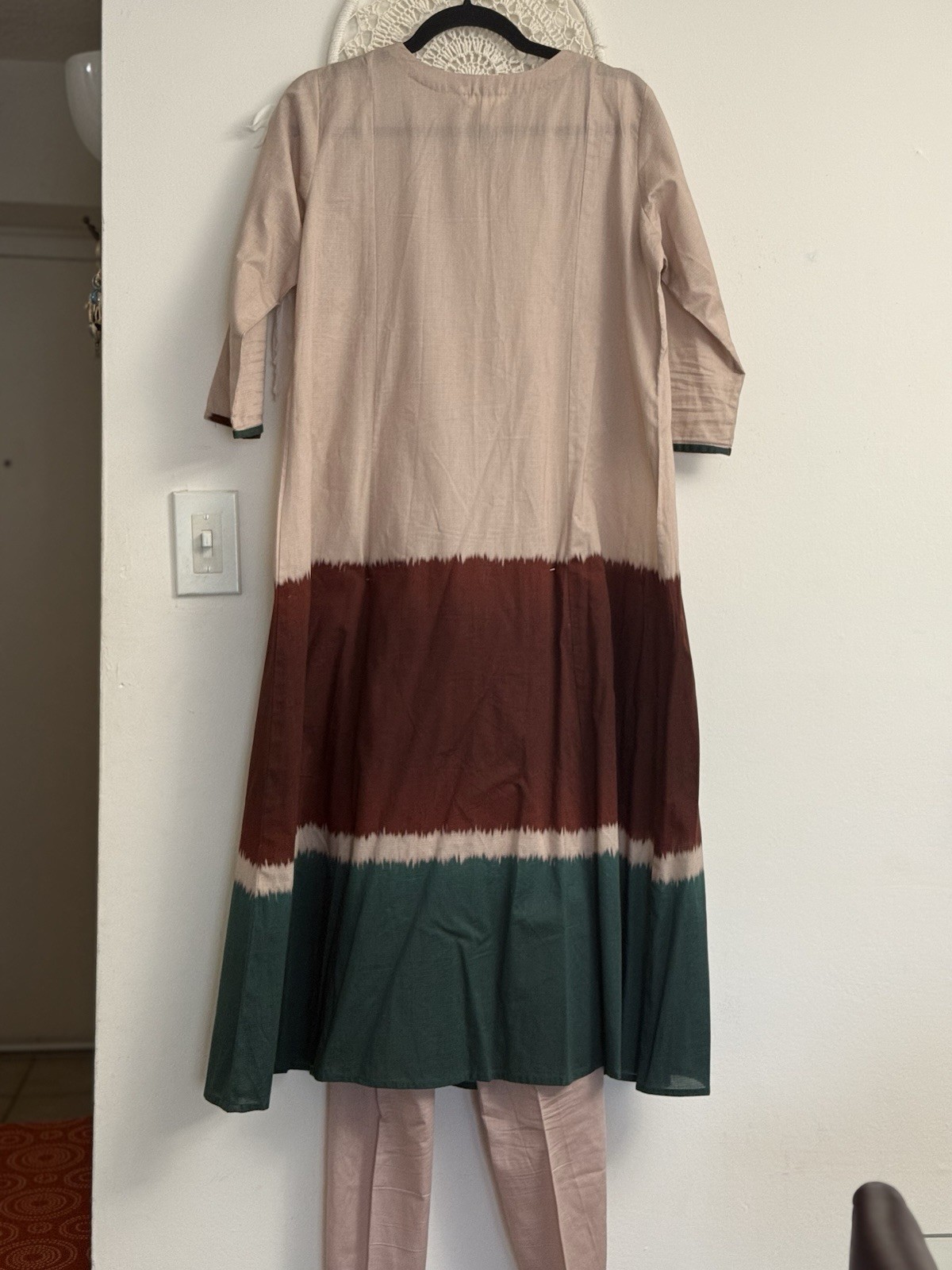 Pakistani Branded Nishat Lawn Maxi Long Dress Green Beige Women Shalwar Kameez