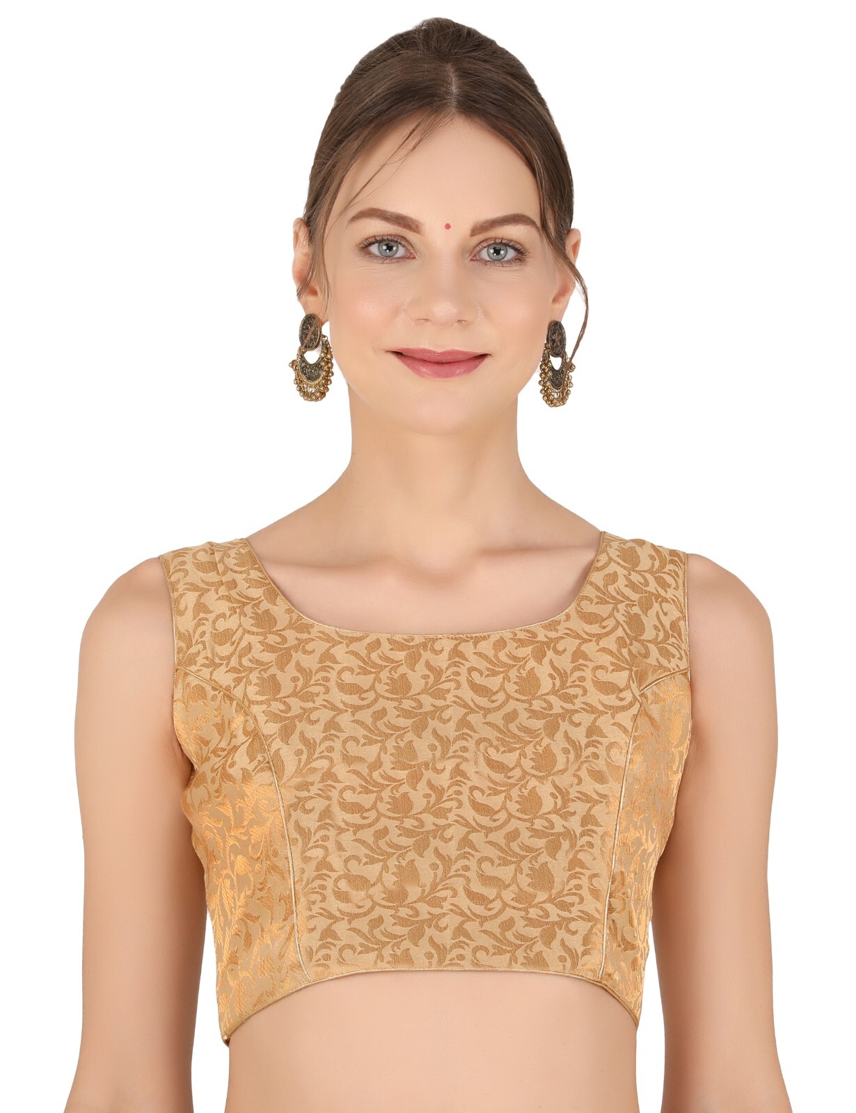 ND & R Women Readymade , Brocade , Sleeveless Saree Blouse