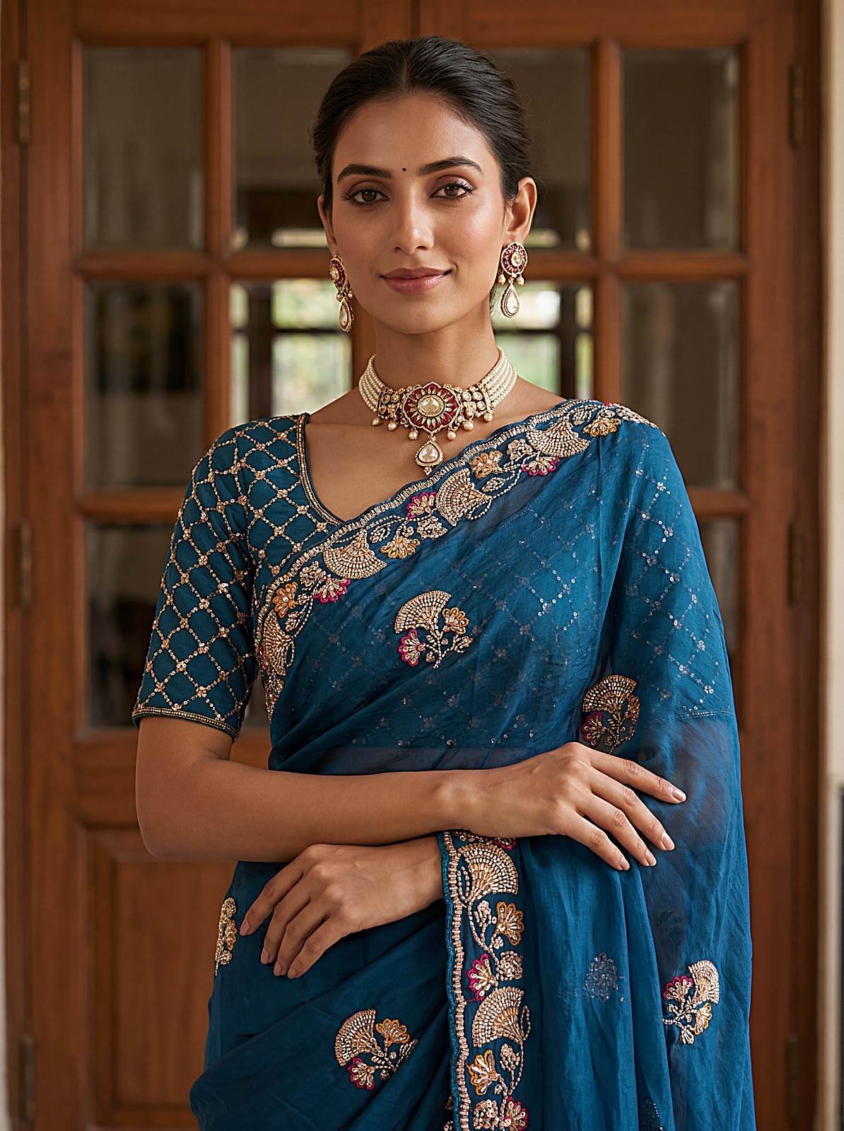 Indian Virana Silk Saree Printed Wedding Guest Ethnic Wear