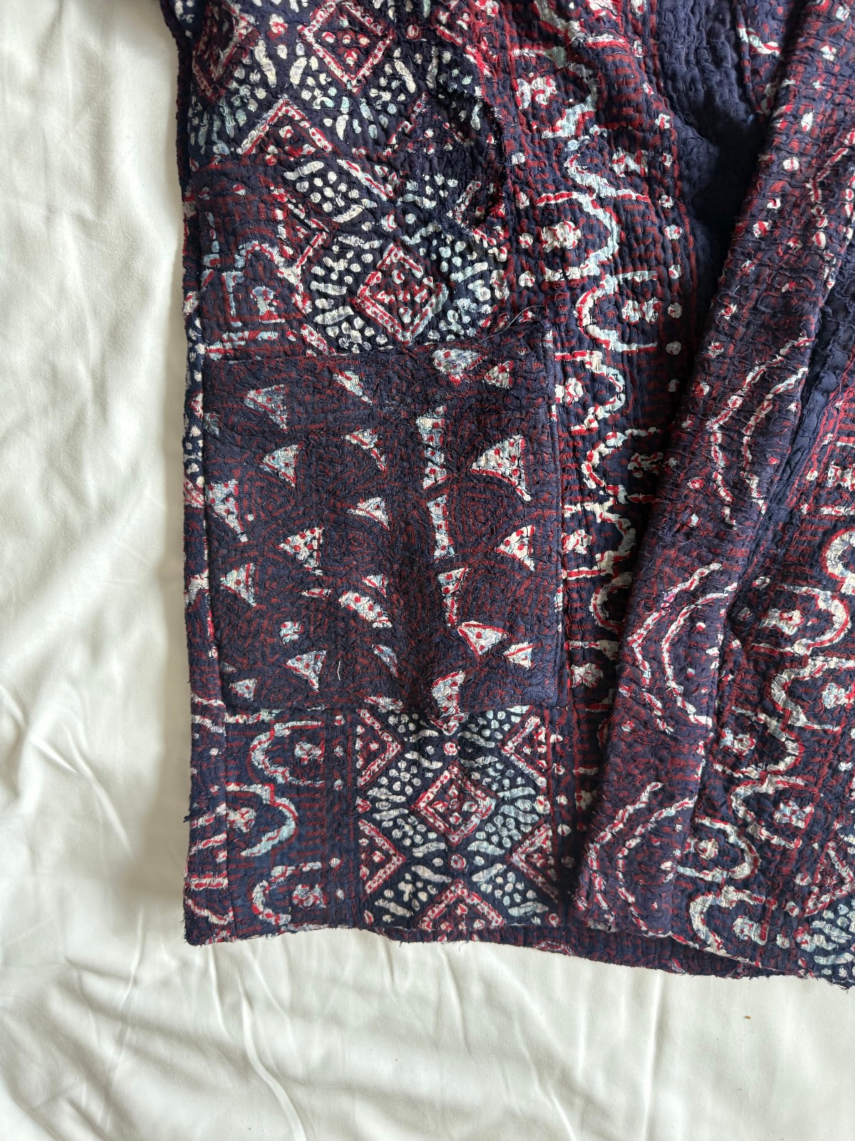 Indigo Quilted Kimono Jacket | Boho Cotton Coat | Handmade Kantha Style Layering