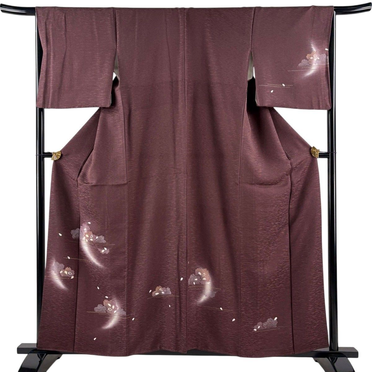 Tsukesage Kimono Cherry Blossom Gold Thread Gold Accent Petals Brown Purple