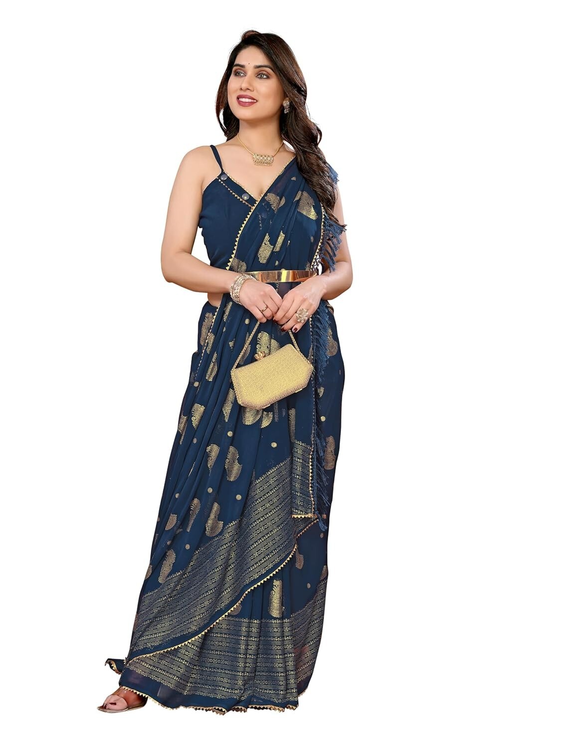 Women’s Pure Georgette Silk Saree with Unstitch Blouse Piece