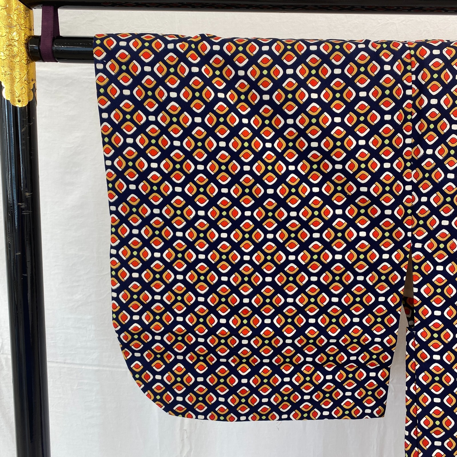 Japanese Vintage Kimono Haori Jacket Polyester Navy Traditional Drit 31 in