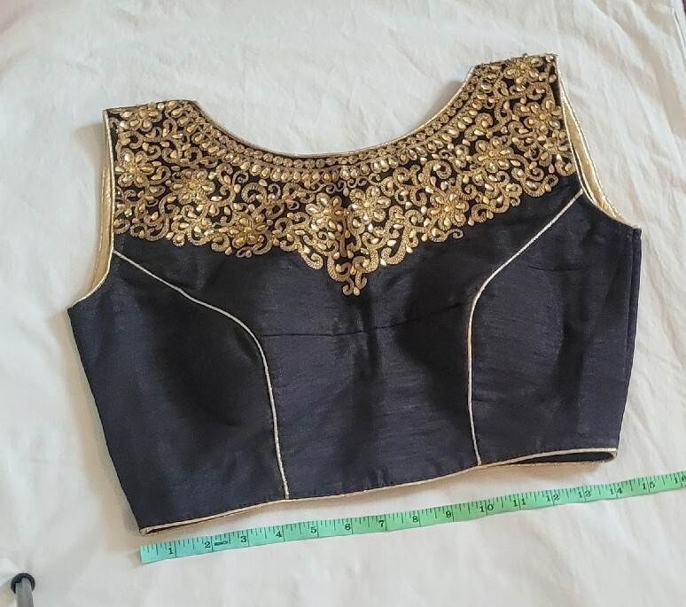 Readymade Saree/ Lengha Blouse New, black with Gold beading, (never worn)