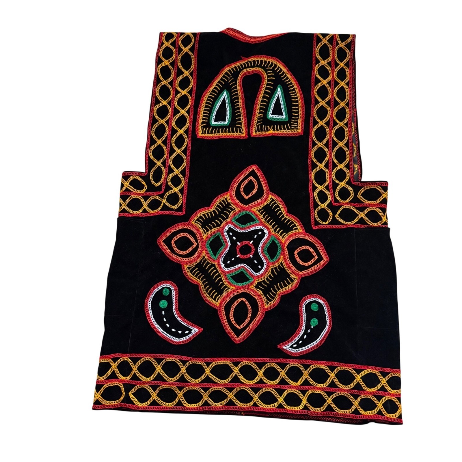 Men’s Vest Black Velvet Handmade Embroidered Cameroon Traditional Toghu African