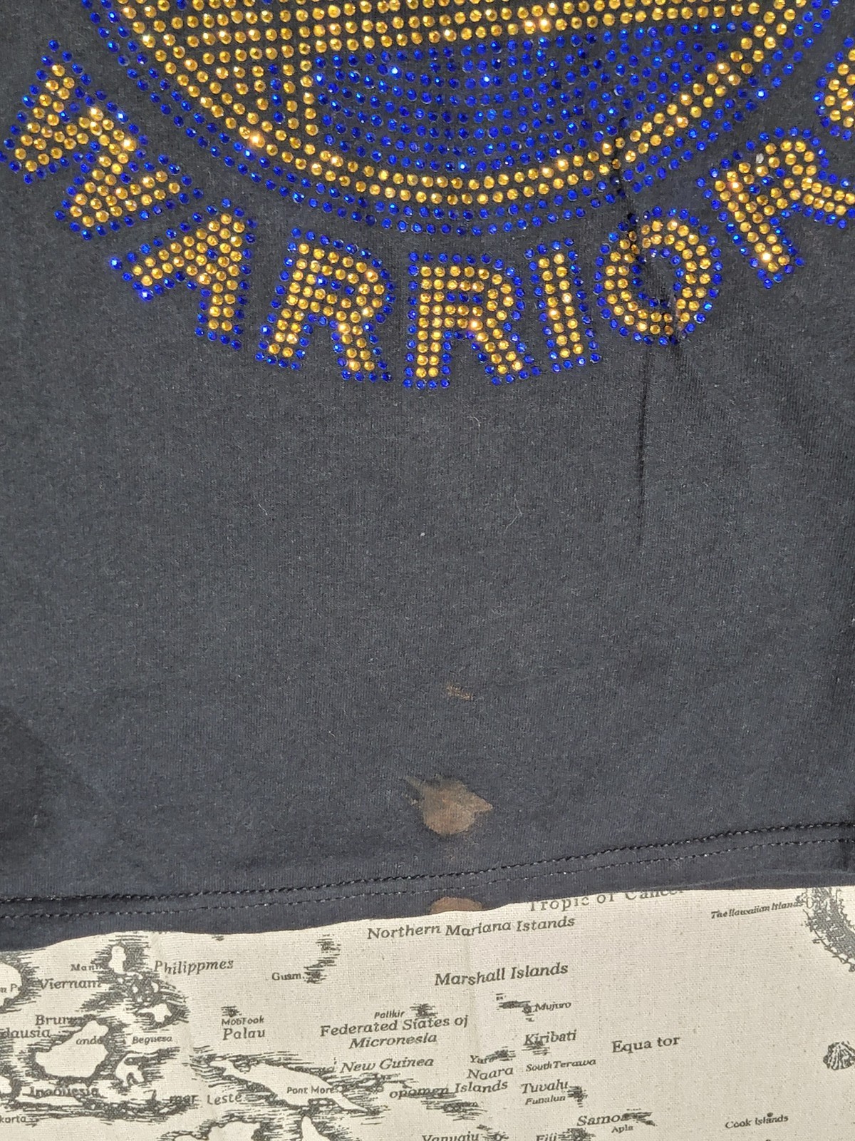 Gildan Golden State Warriors Rhinestone V-Neck T-Shirt Women’s 2XL