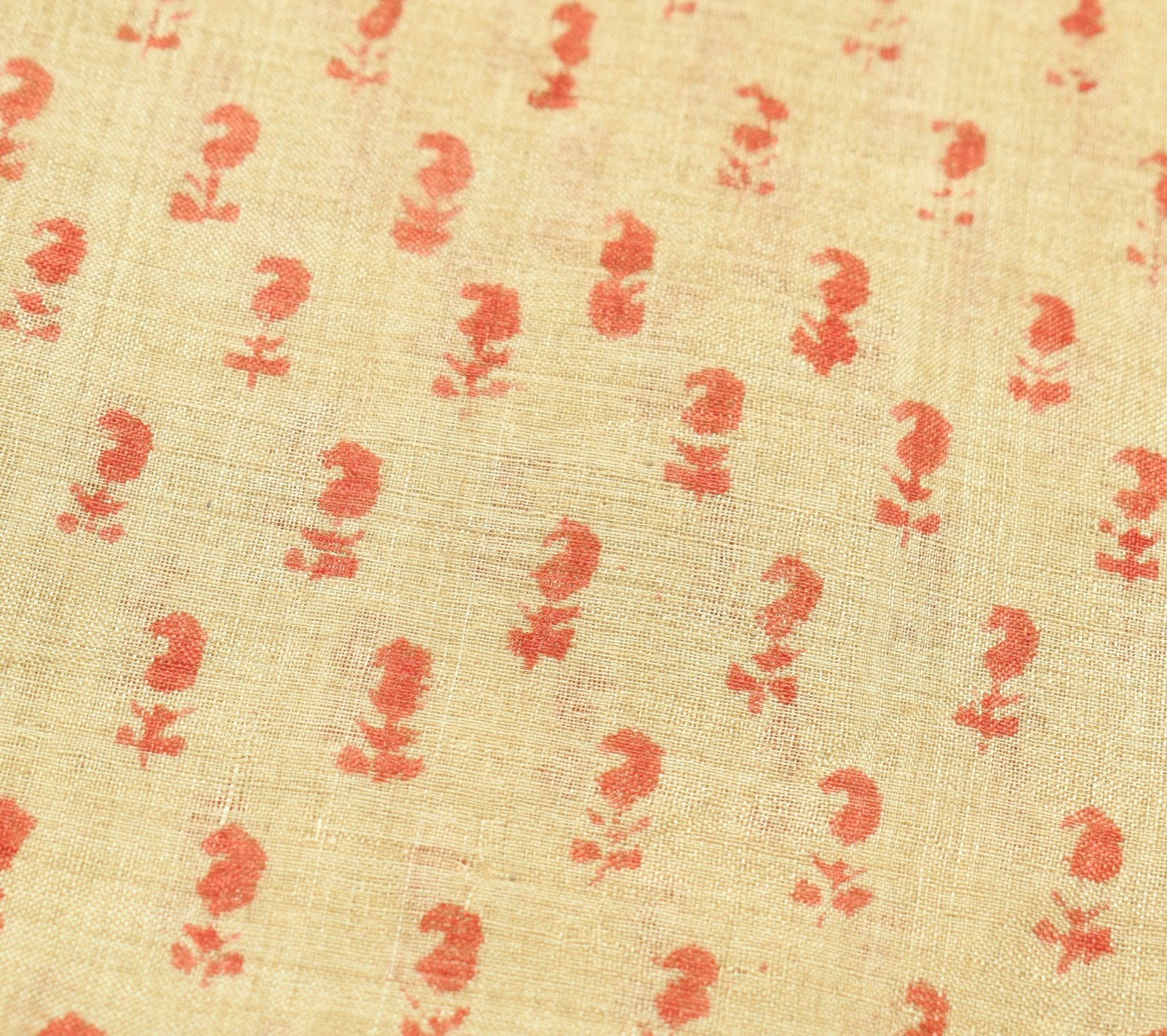 Sushila Vintage Cream Saree Pure Tussar Silk Hand Block Printed 5 Yd Sari Fabric