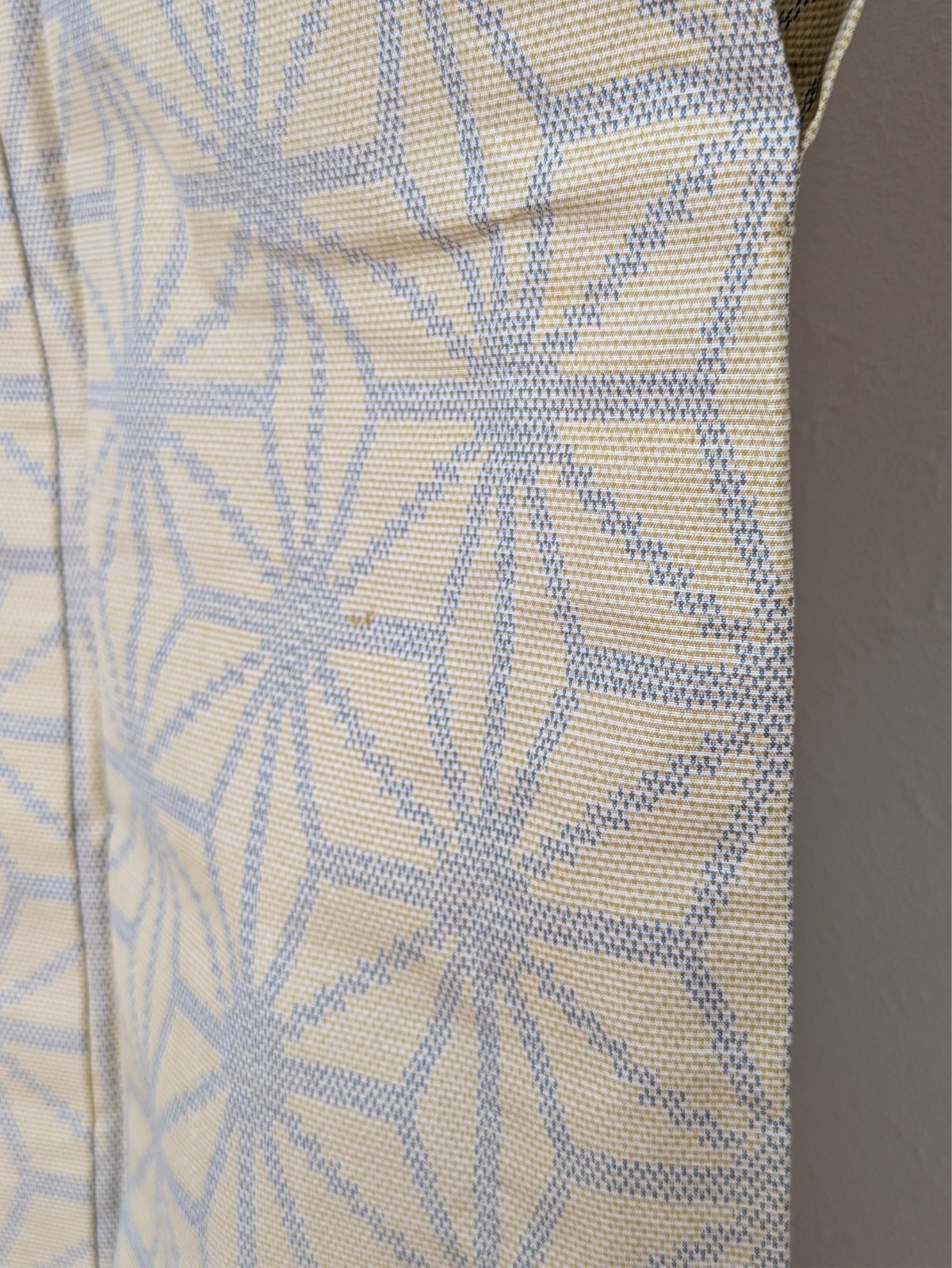 Vintage Japanese Kimono Silk Hitoe Beige Asanoha Kasuri Ikat Pattern Textile Art