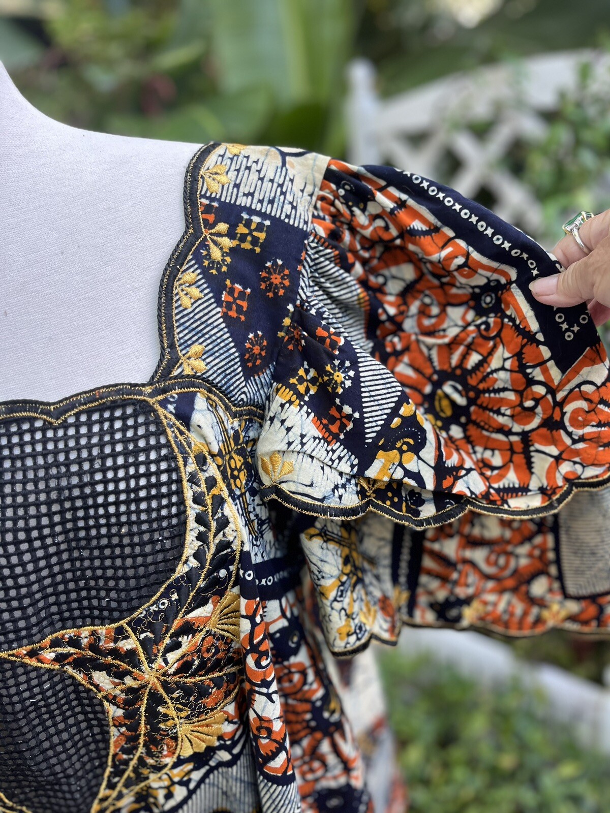 Batik African Handmade Top Double Full Sleeves 31 L 24 Pit To Pit