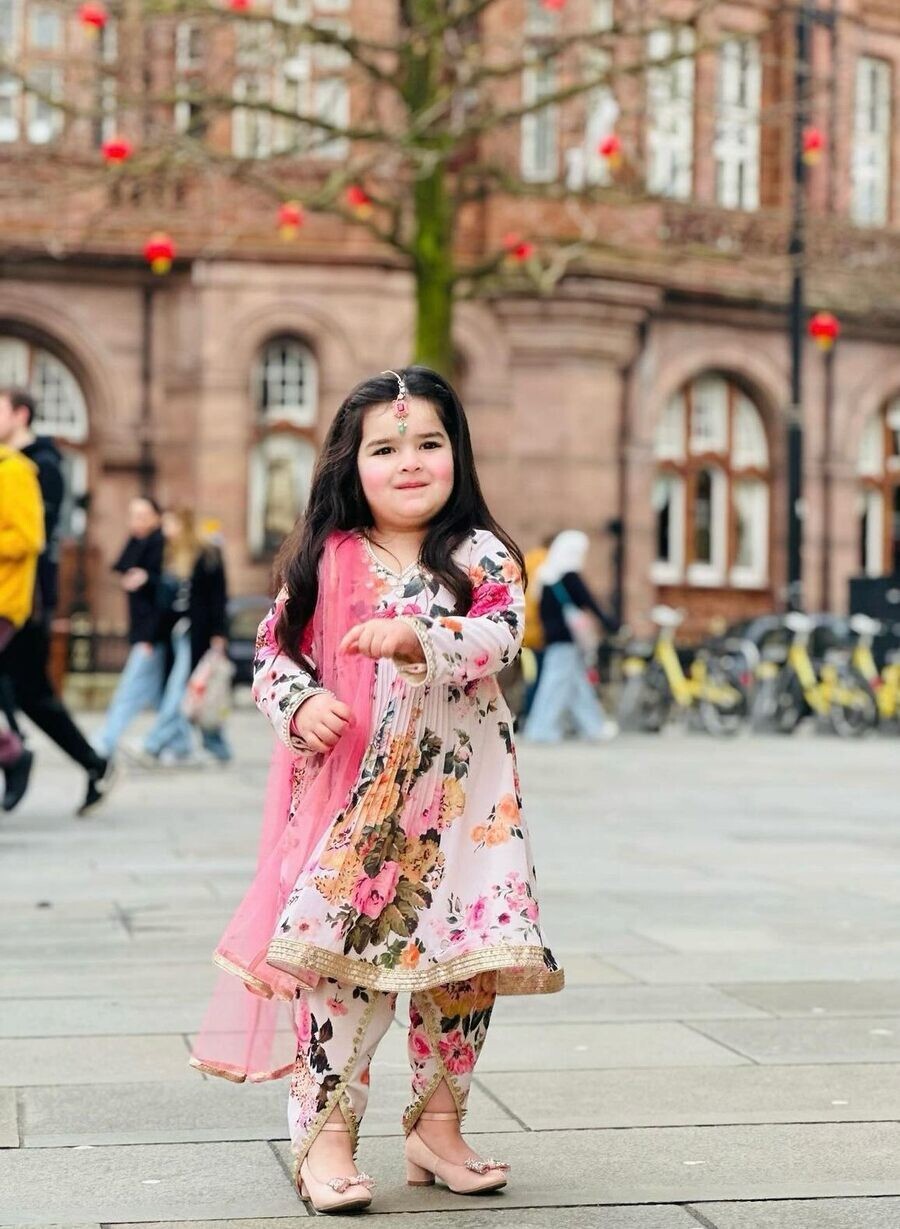 DESIGNER GEORGETTE DIGITAL PRINT WORK KID WEAR TOP DHOTI WITH DUPATTA BABY PINK