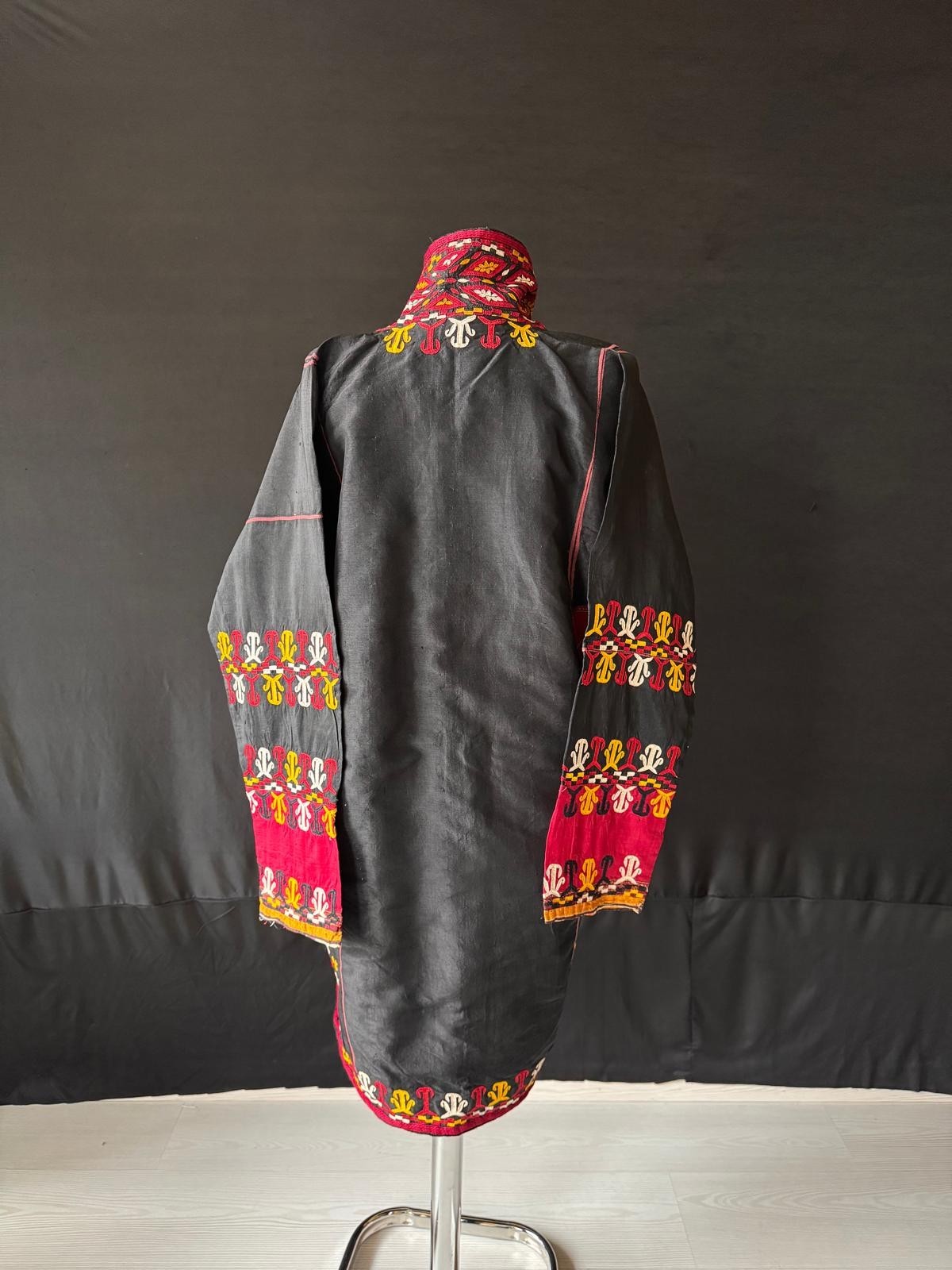 Turkmen Silk Embroidered Coat and Chapan, Antique Kaftan, Kimono, Kaftan Dress