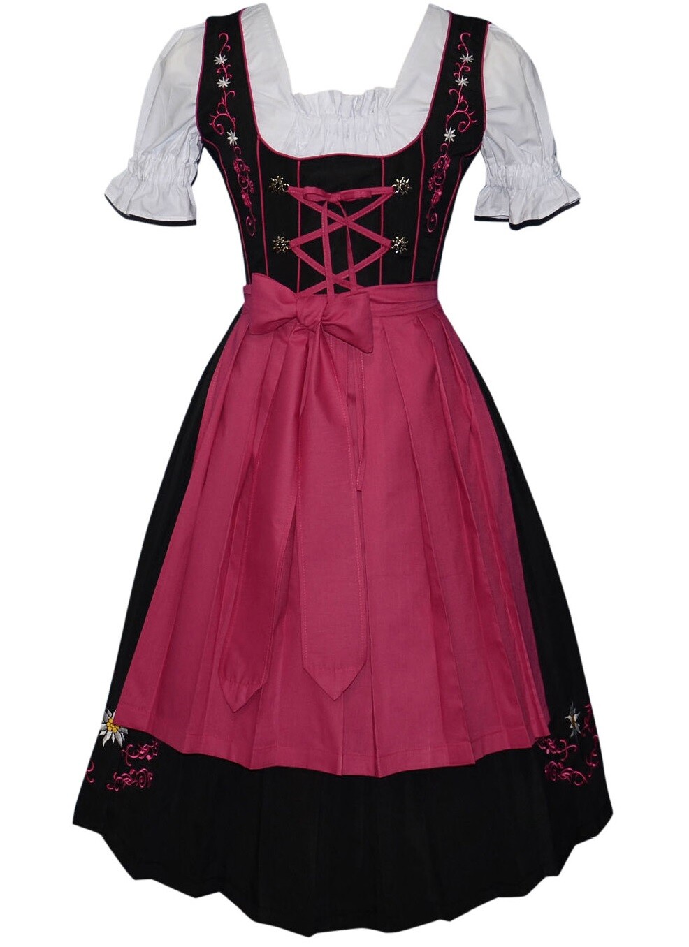 German Dirndl Dress Long S M L XL 2XL Waitress Oktoberfest EMBROIDERED 3 Pc SET