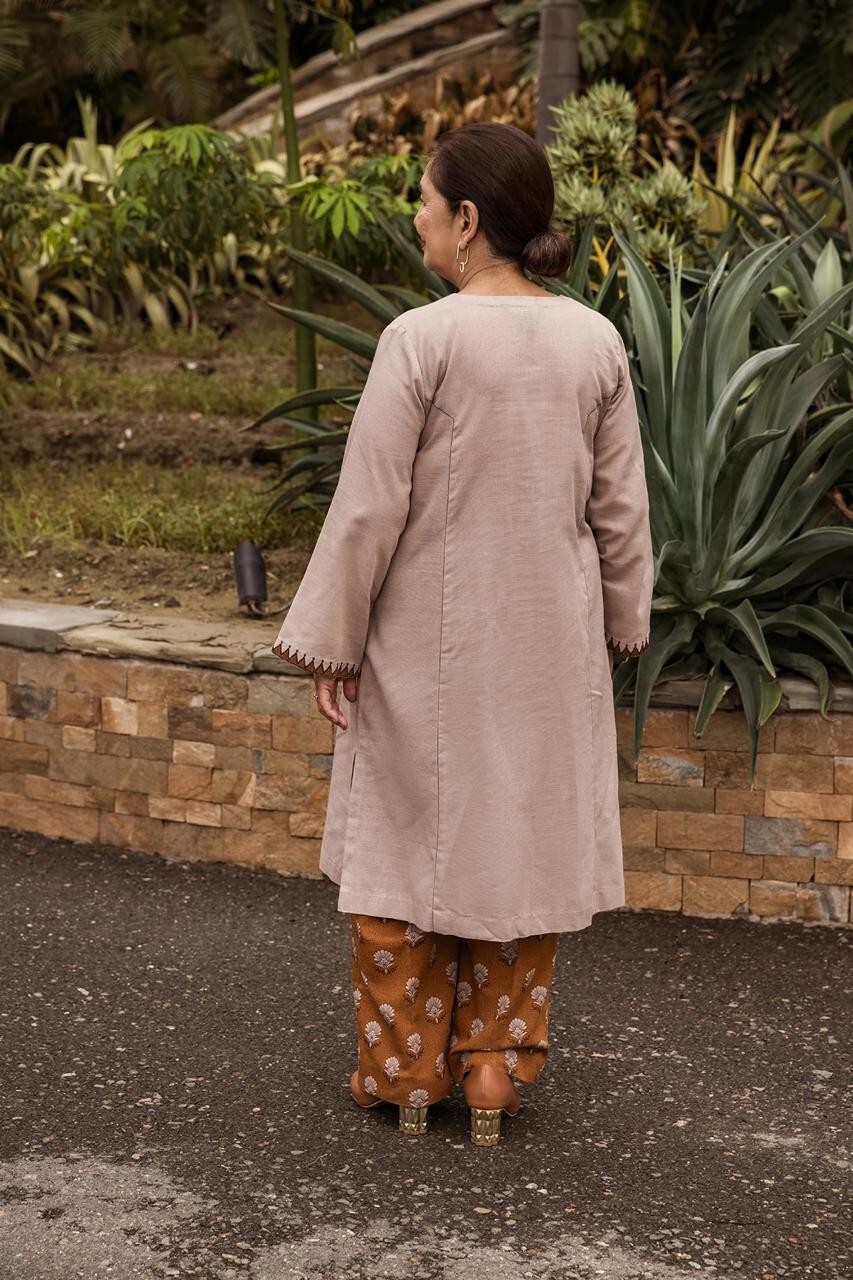 Original “Nishat” Embroidered Paneled Kurta With Printed Trouser 2PC PAKISTANI