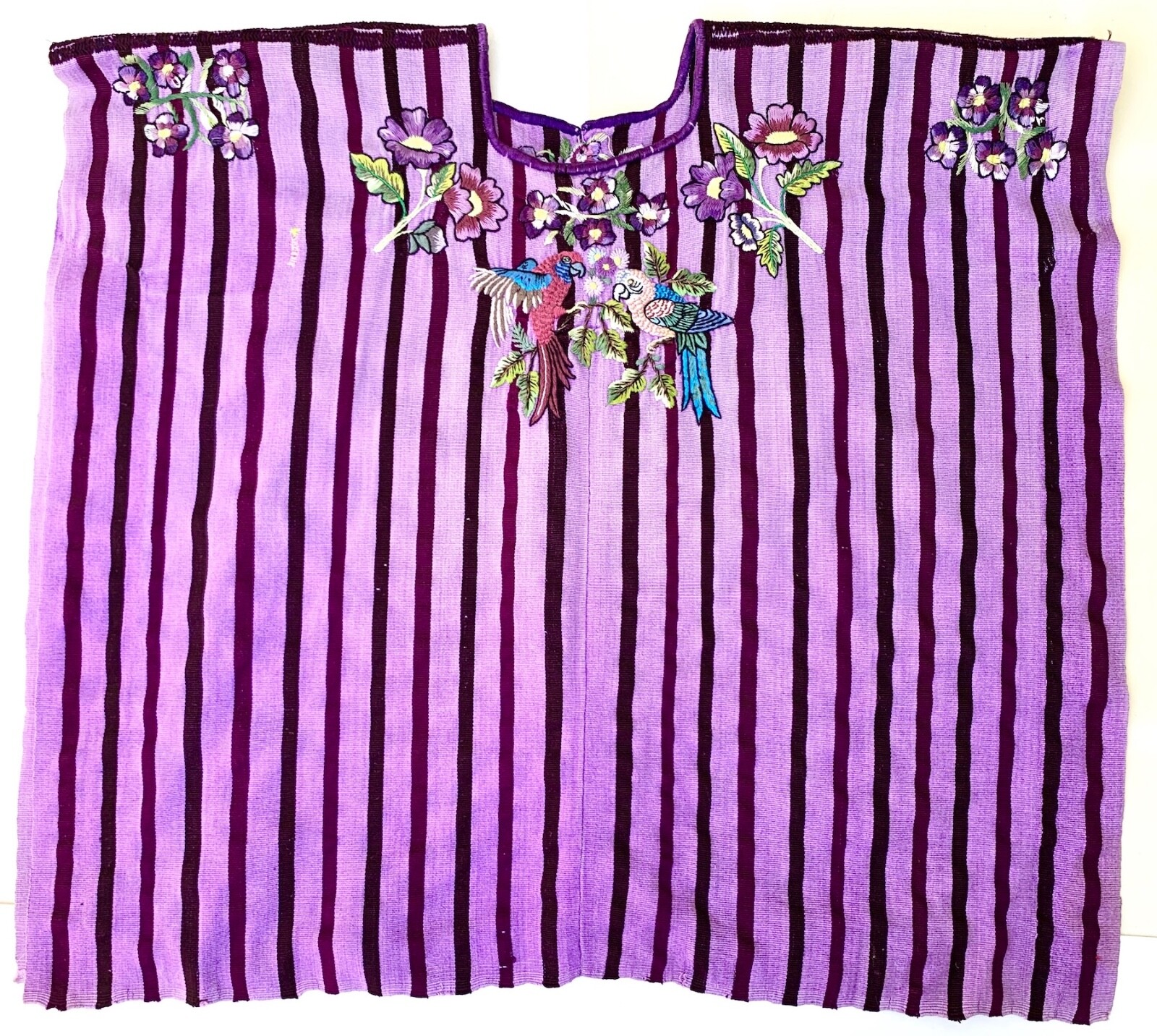 Vintage Guatemalan Huipil Blouse Embroidered Hand Woven Folk Art Textile Arts