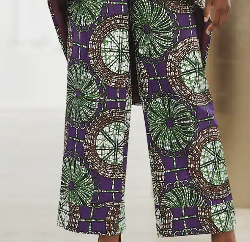 Size 26W PLUS Ashro Purple Green Multi African American Pride Corinda Pant Set
