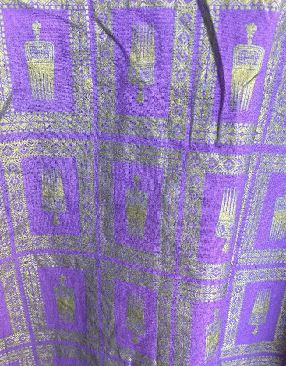 Indian Tunic Grey Purple Print Gold Trim Kurta Kurti Tunic Top READ