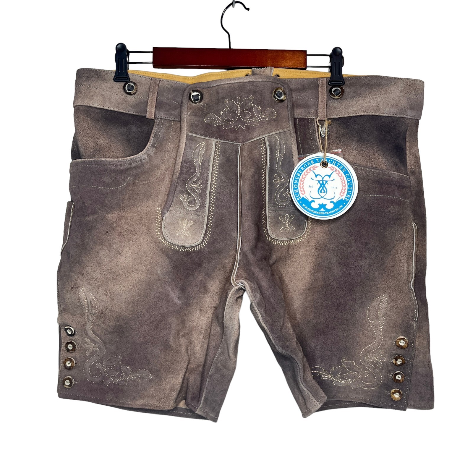 Bavarian Lederhosen Short Oktoberfest Leather German Shorts With Suspender Sz 40