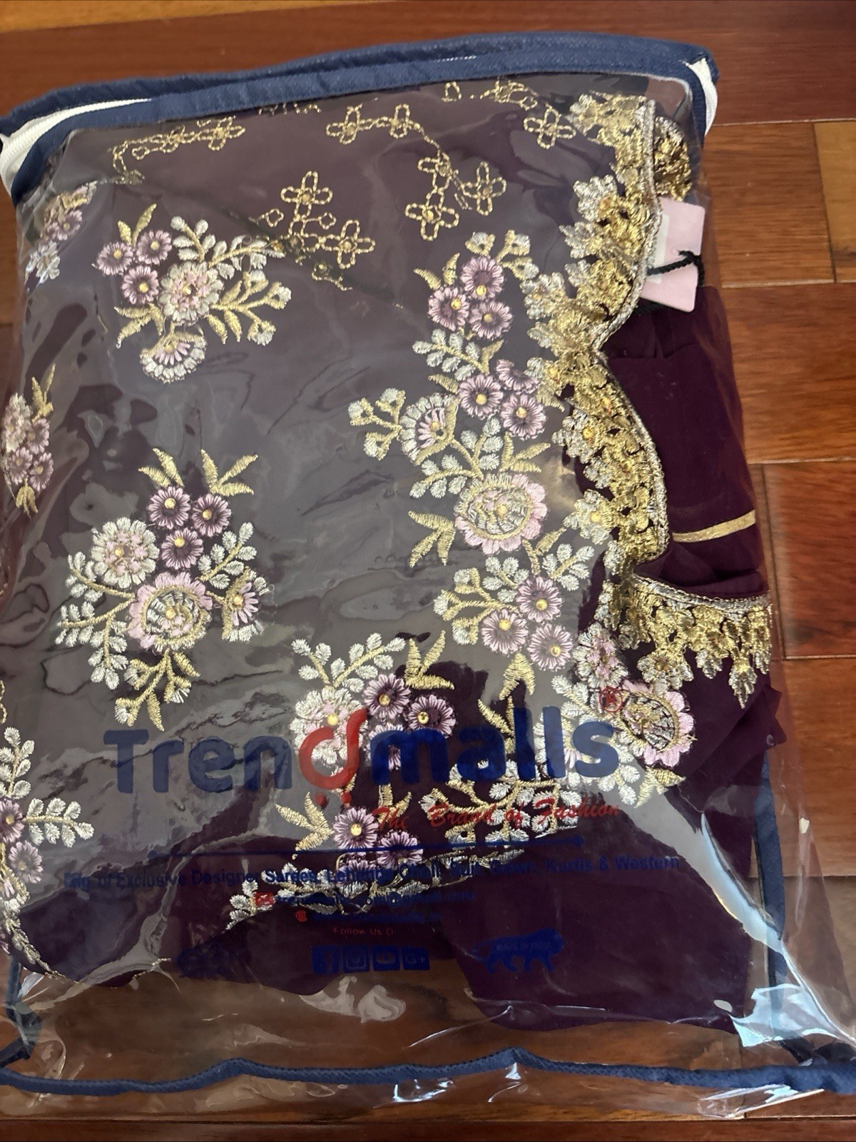 Trendmills Womens Georgette Embroidery Anarkali Suit Set, Size L, Purple