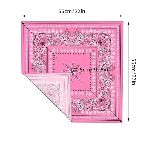 Head Scarf Hair Neck Scarves for Women Fashion Silk Satin Pink Paisley Western