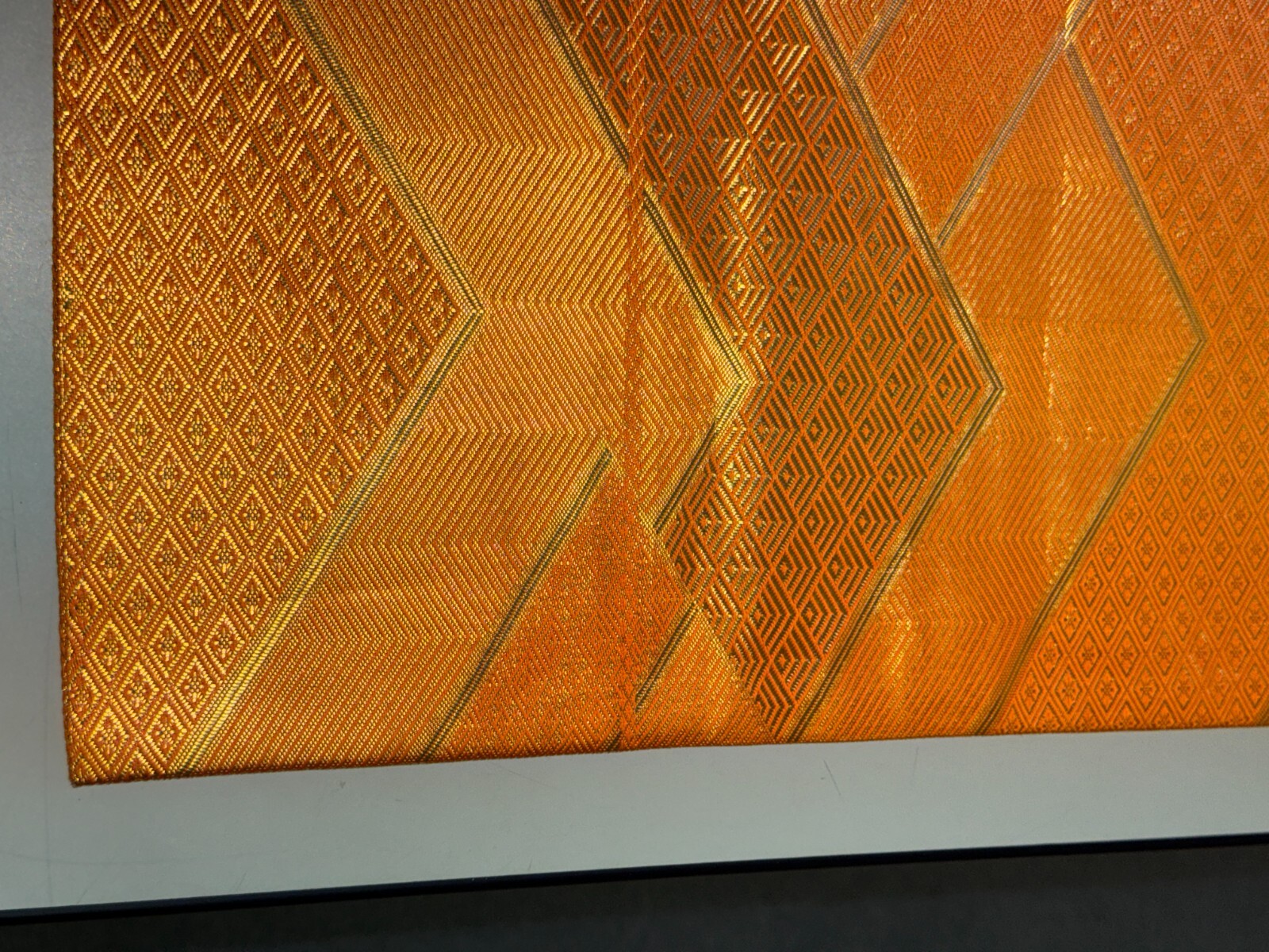 Japanese Vintage Kimono Fukuro Obi silk orange expensive tradition 170×12.2in