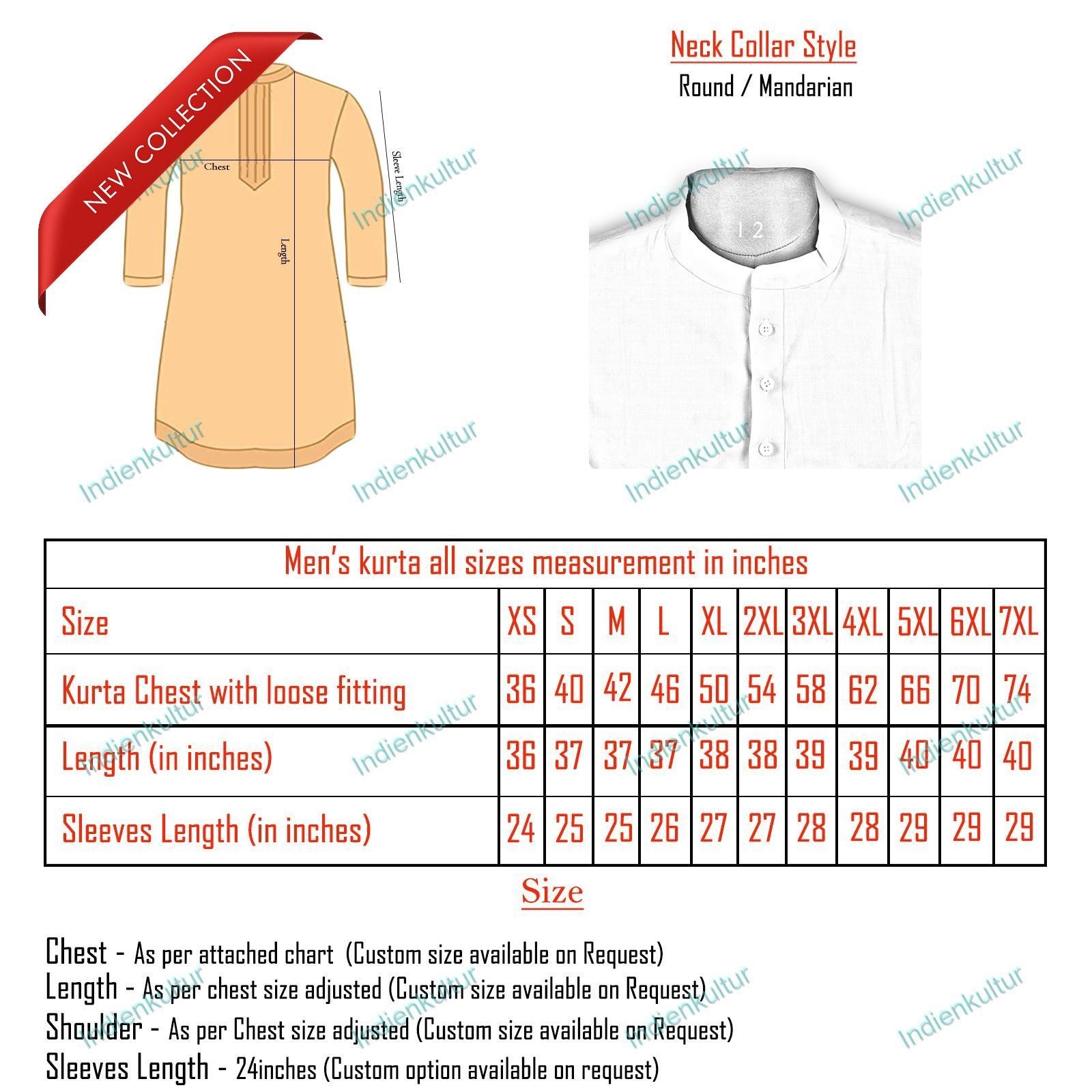 Mens Shirt Kurta Cotton Indian PunjabiClothing Dress Men Long Kurta With Pajama