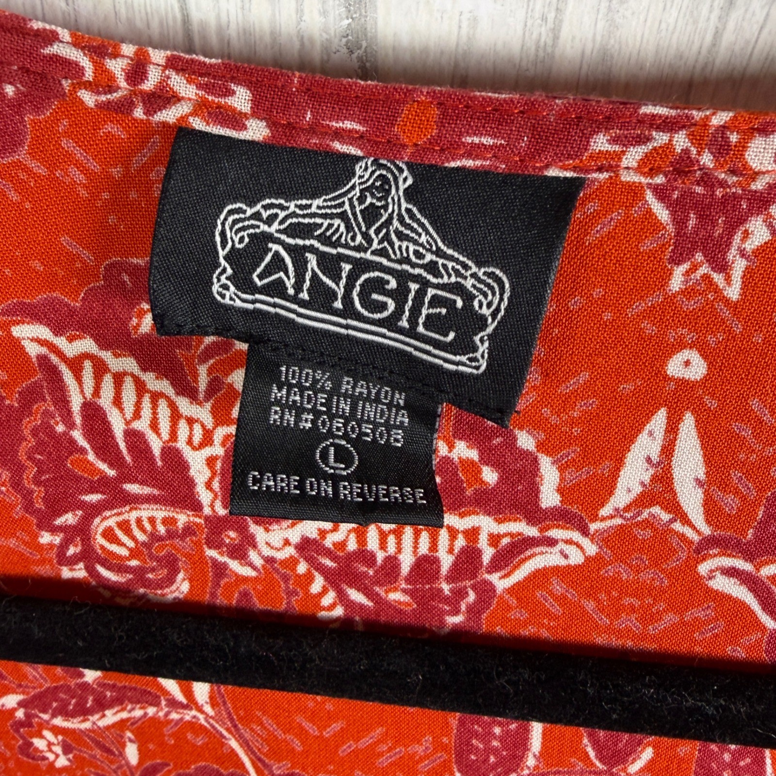 ANGIE Red & White Bandana Print Lightweight Kimono, Large