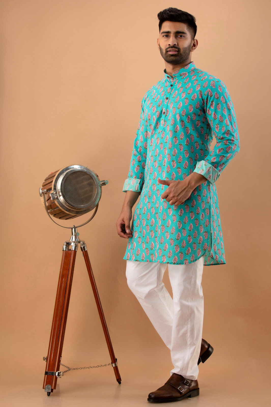 Men’s Ethical Printed Mulberry Kurta – Perfect for Casual Wear