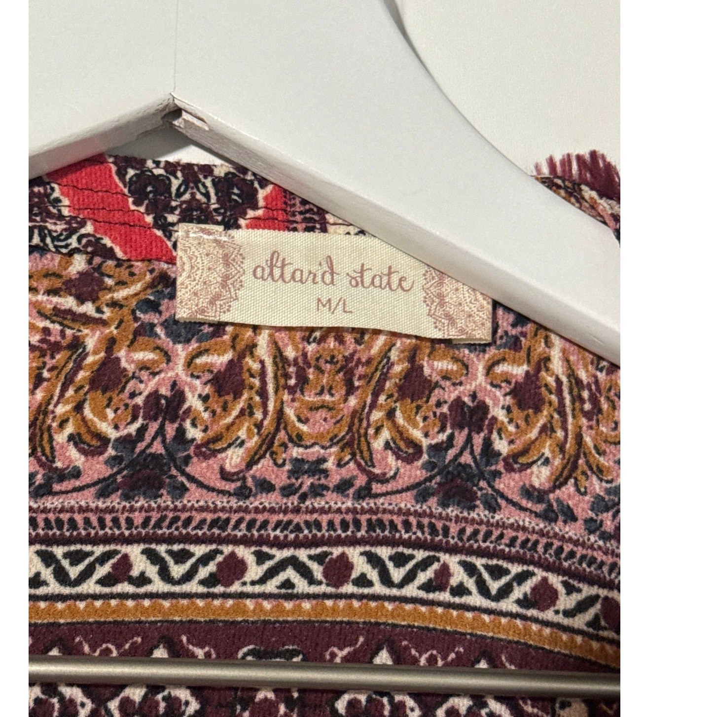 Altar’d State Fringe Kimono Cardigan Women’s M/L Boho Patchwork Open Front