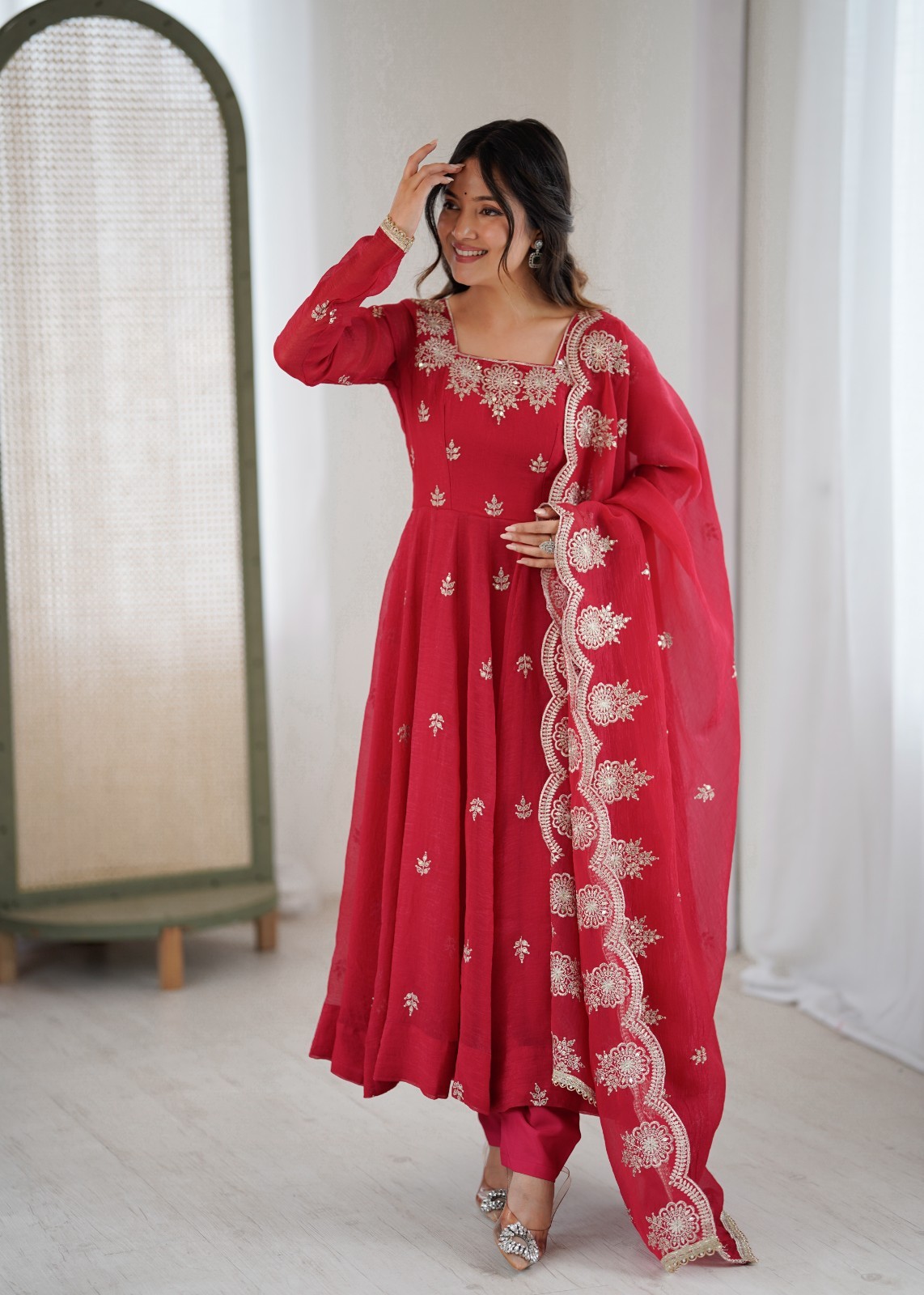 Ready to Wear Women Bridal Anarkali Gown Dupatta Wedding Wear Wedding Party Set