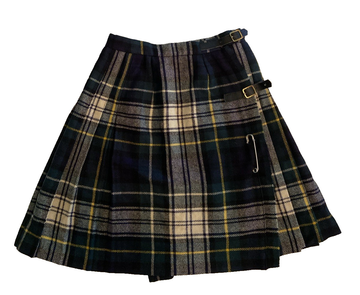 Vtg GLEN KILTS Slimma Wool Scottish Clan Gordon Tartan Plaid Kilt Skirt Sz 9 10