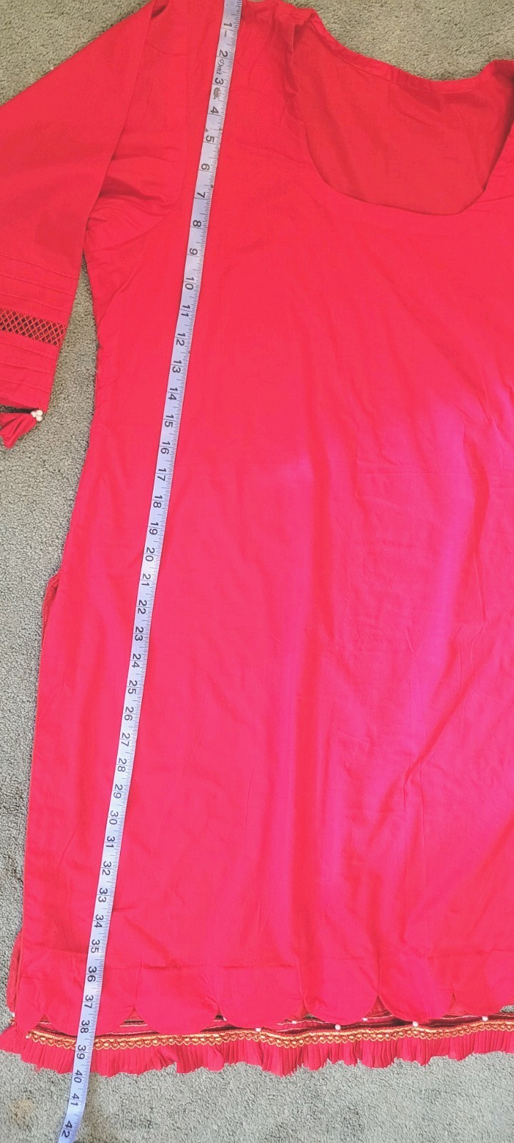 Pakistani Ethnic Customized 3 Piece Stitched Suit 100% Cotton Salwar Kameez RED