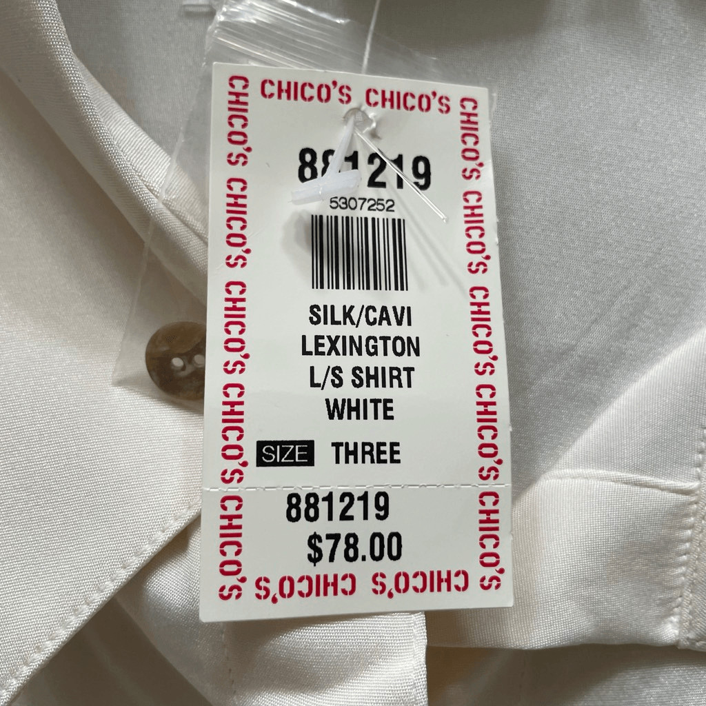 NWT Chicos Design size 3 silk blend button down blouse