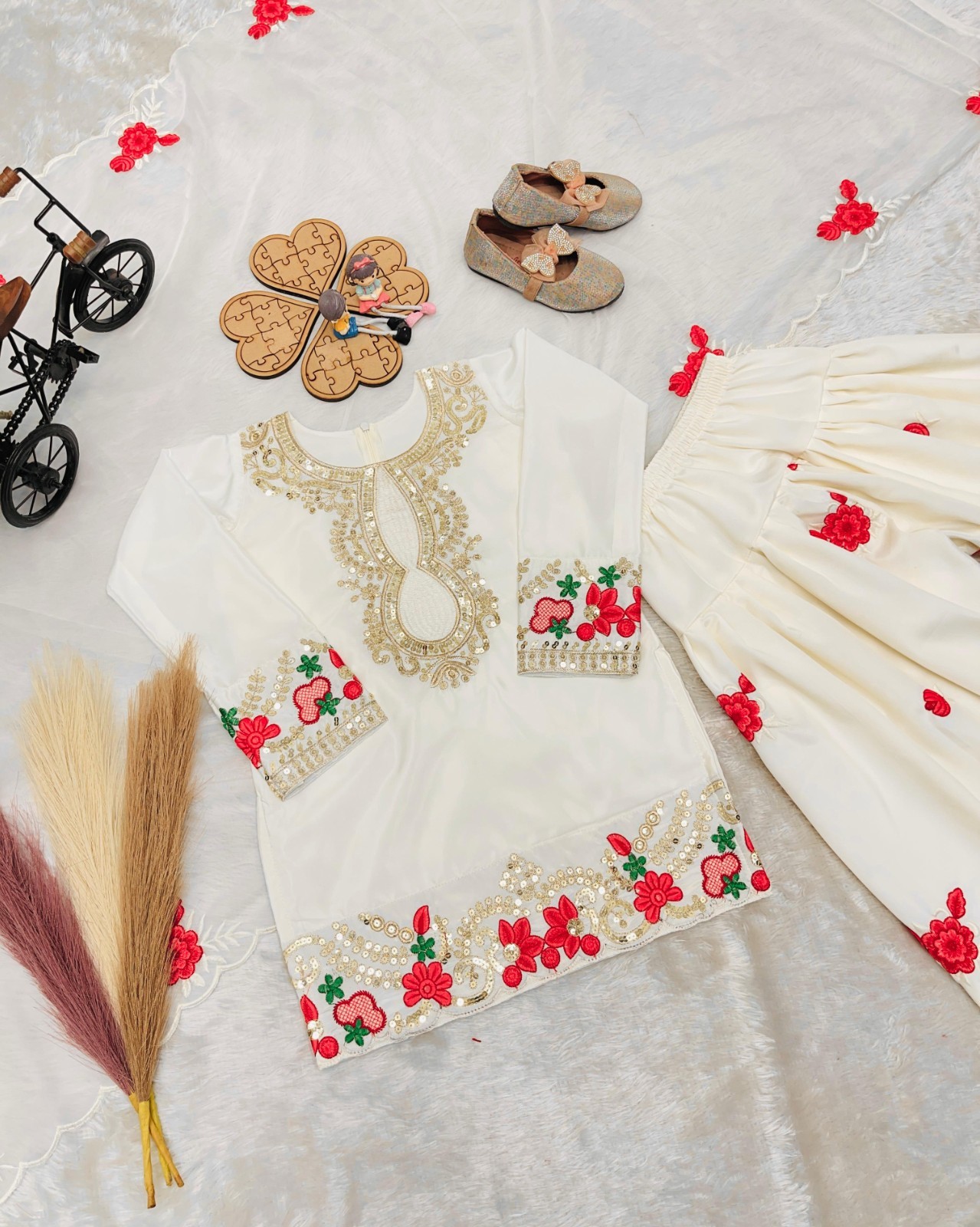 Kids Girls Pink Salwaar Kameez Sharara Party Wear Eid Indian Designer Dress Suit