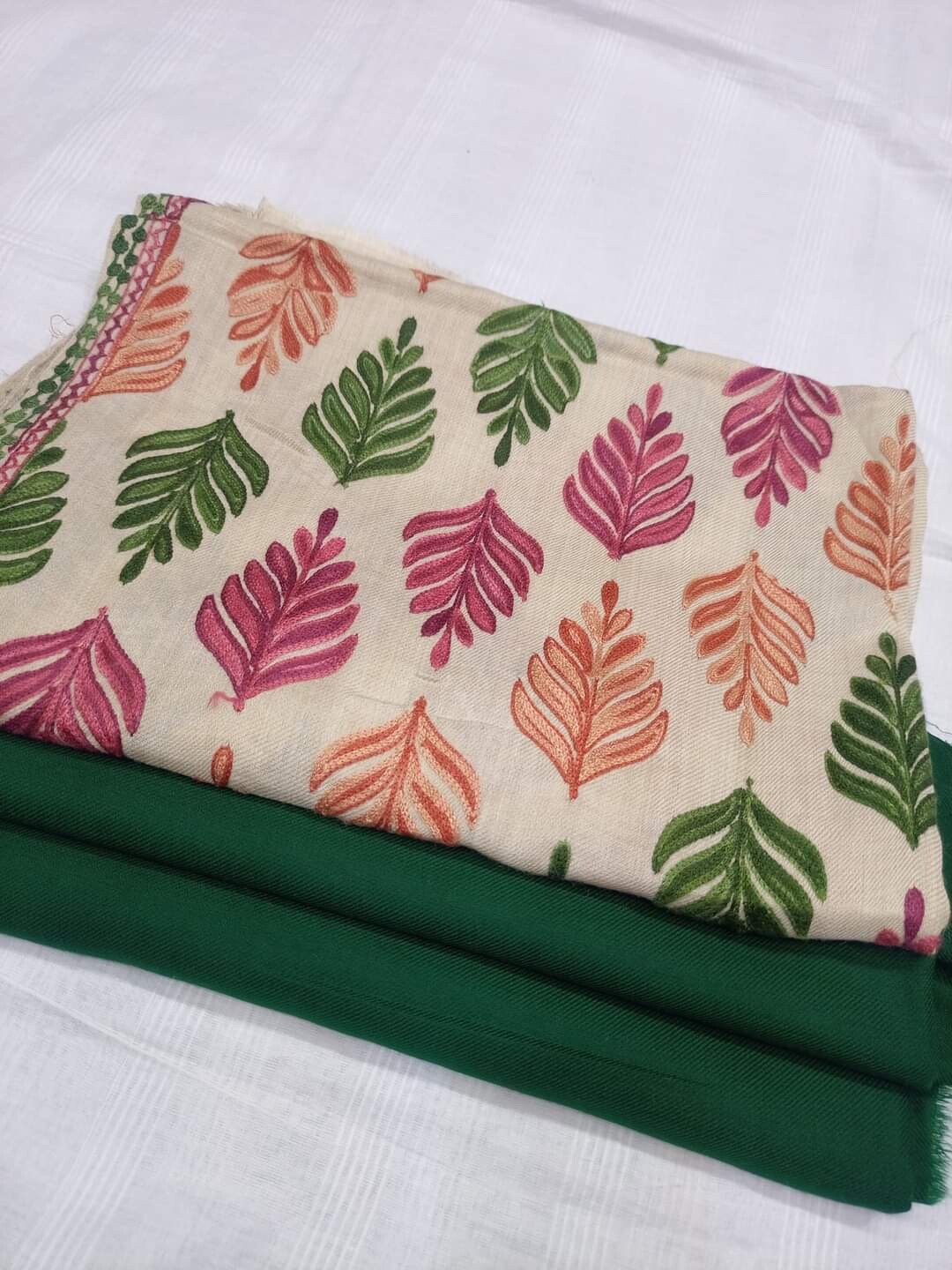 pakistani embroidery work pasmina scrarf wrap