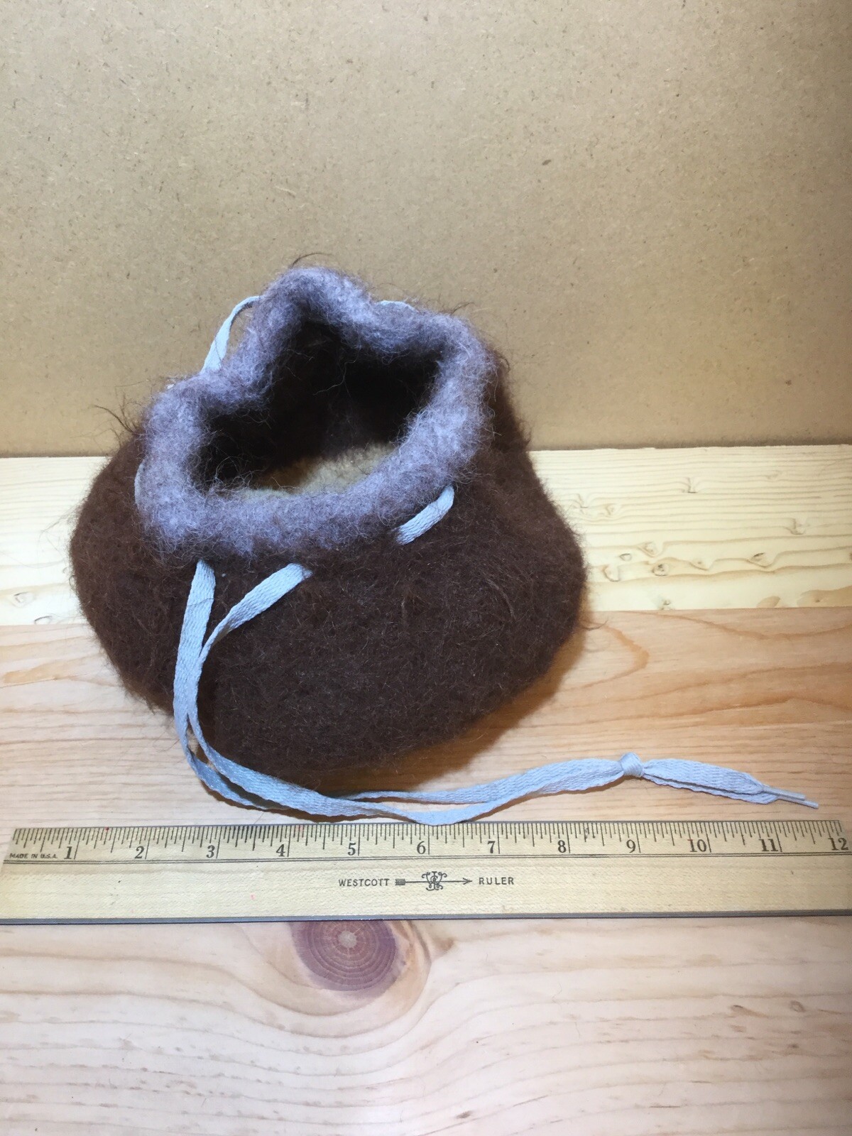Dreadlock Hair Holder? Cap, Knitted Wool Brown And Tan With Drawstring Well Made