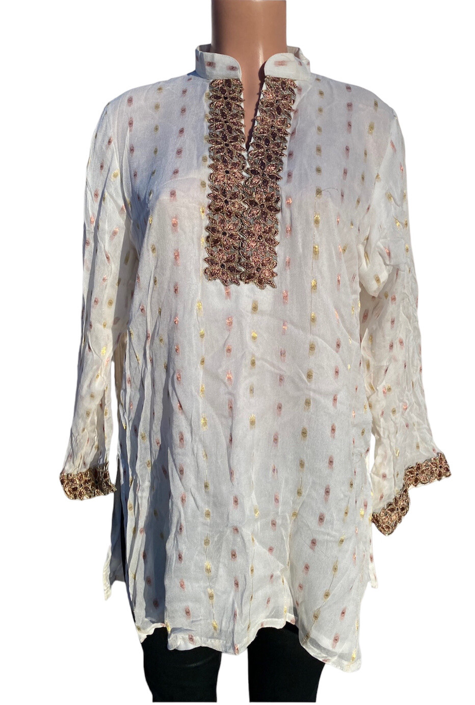 Embroidered Floral Kurta with Slip