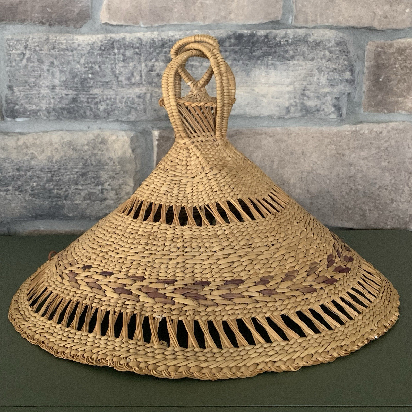 Mokorotlo Traditional Native African Woven Round Conical Hat 14”