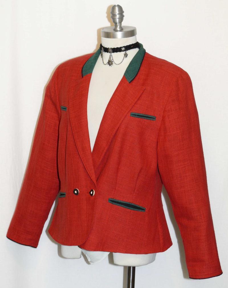 SALZBURGER RED COTTON & LINEN JACKET Austria Women SPORT Dirndl 42 10 M B40″