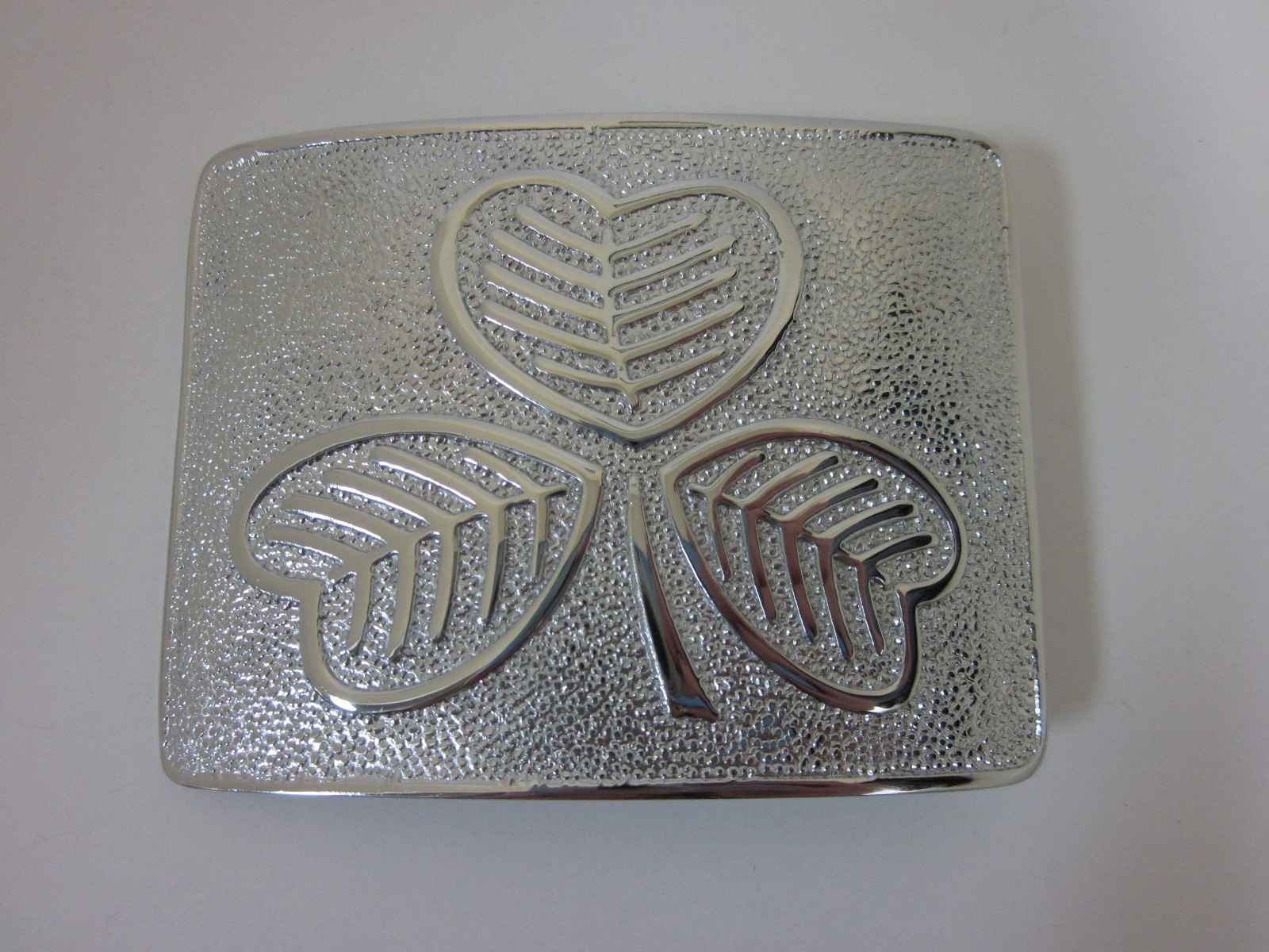 NEW Irish Shamrock Belt Buckle – Chrome Finish – Irish Kilt Belt Accessory