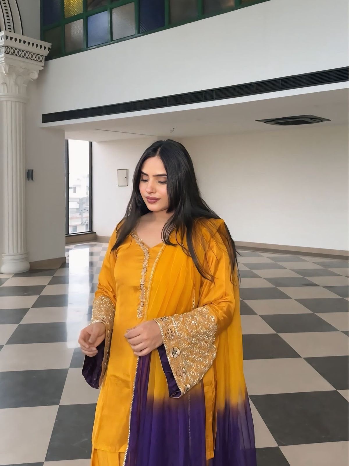 DESIGNER FARSHI PALAZZO WITH DUPATTA PARTY WEAR WOMEN FARSHI SHALWAR SUIT ETHNIC