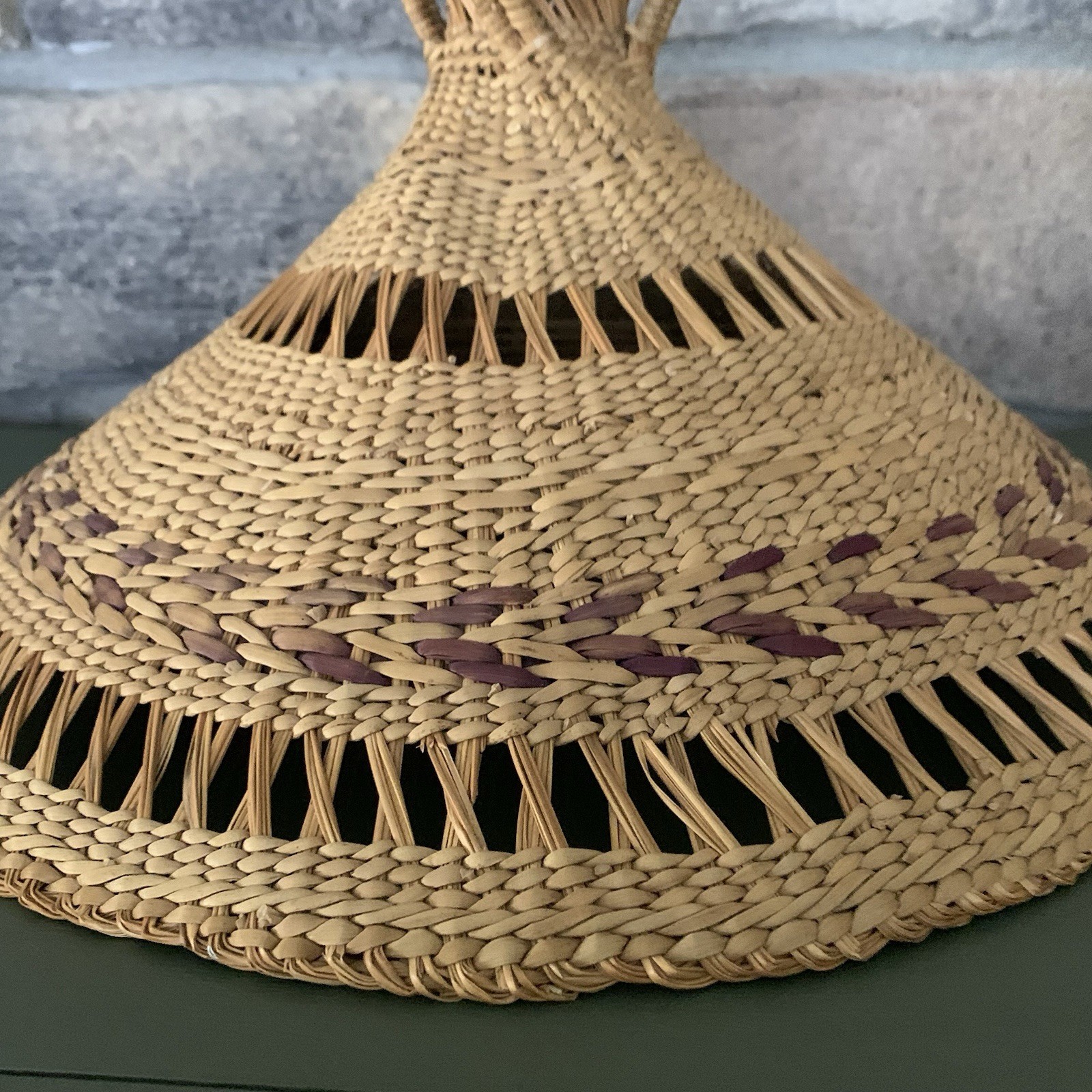 Mokorotlo Traditional Native African Woven Round Conical Hat 14”