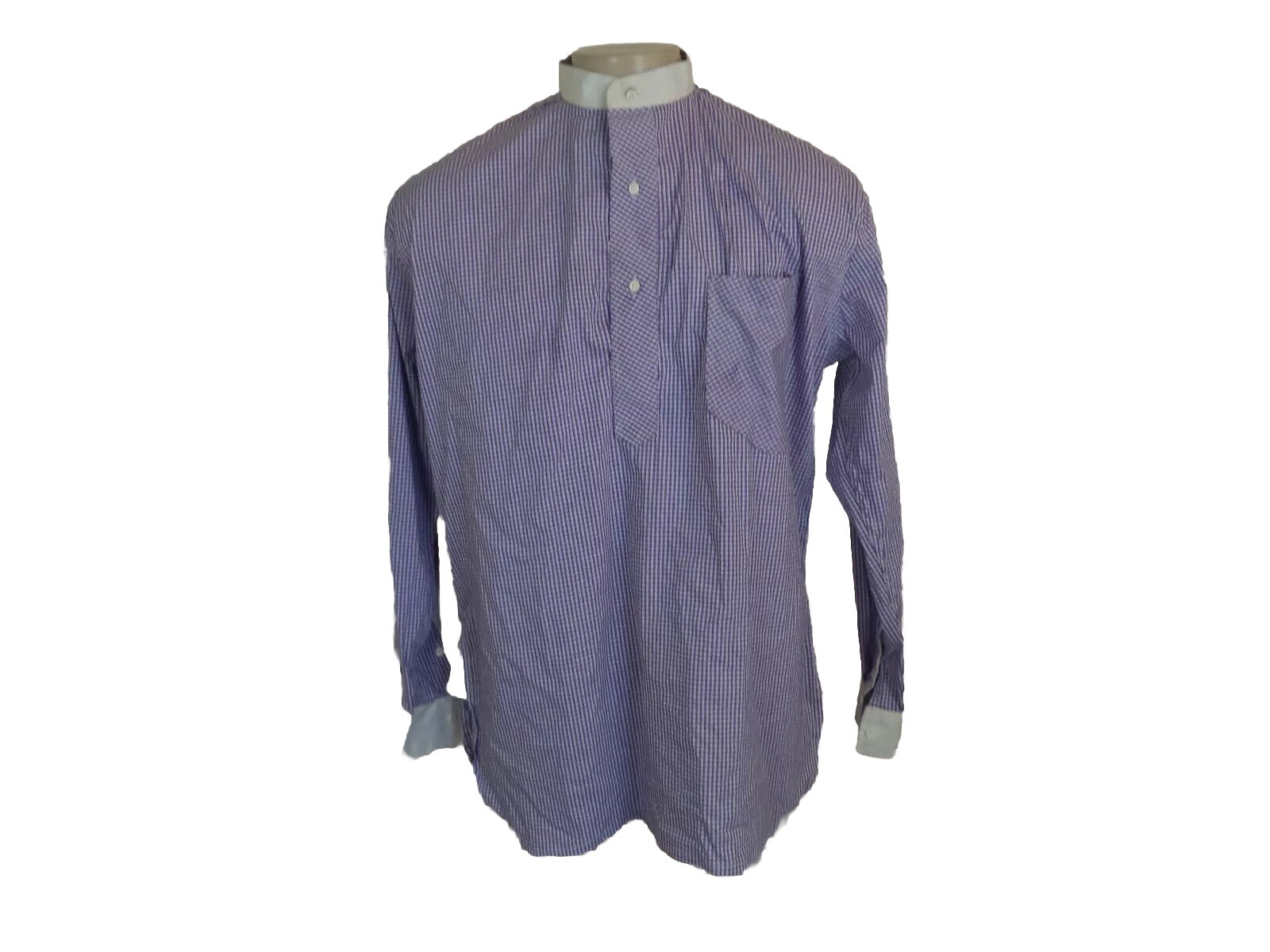 Men’s Purple Plaids & Check Handmade Traditional Kaftan Shirt. One Size. Long Sl